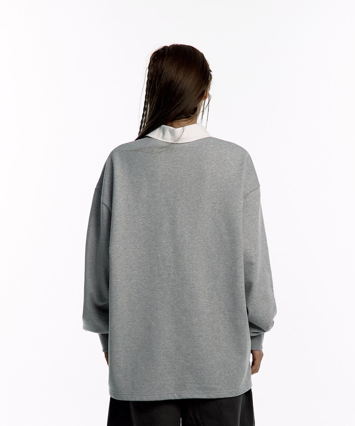 카시코(KASHIKO) Aesthetic Collar Rugby Shirts Gray