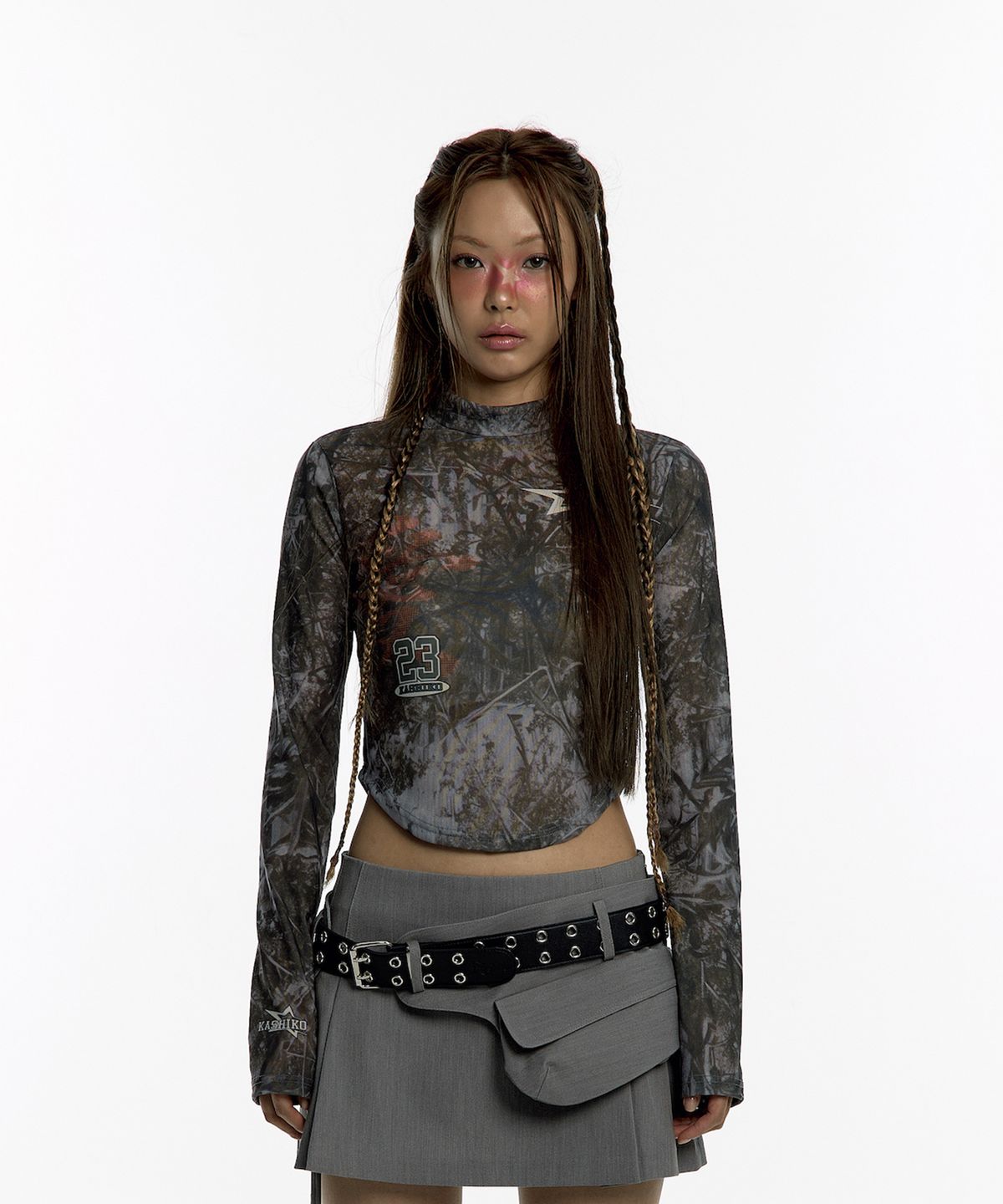 카시코(KASHIKO) Real Tree Highneck Mesh Top