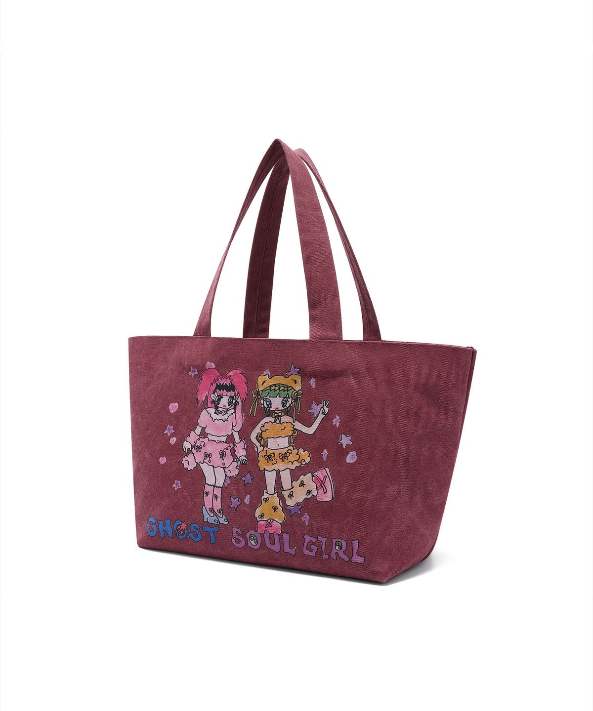 나이스고스트클럽(NICEGHOSTCLUB) [X SOULPUSSSY CAT]GHOSTSOULGIRL TOTE BAG_BURGUNDY(NG2EFUAB50D)