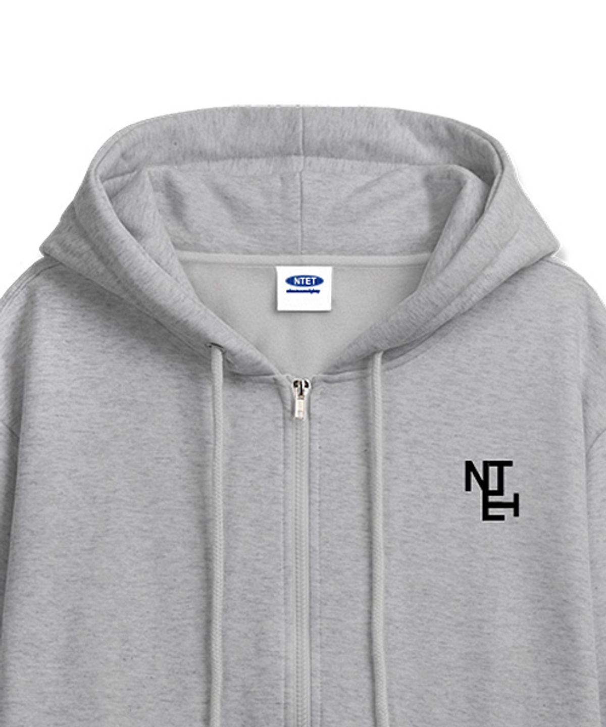 엔티이티(NTET) [기모선택] N.E LOGO 후드집업 [그레이]