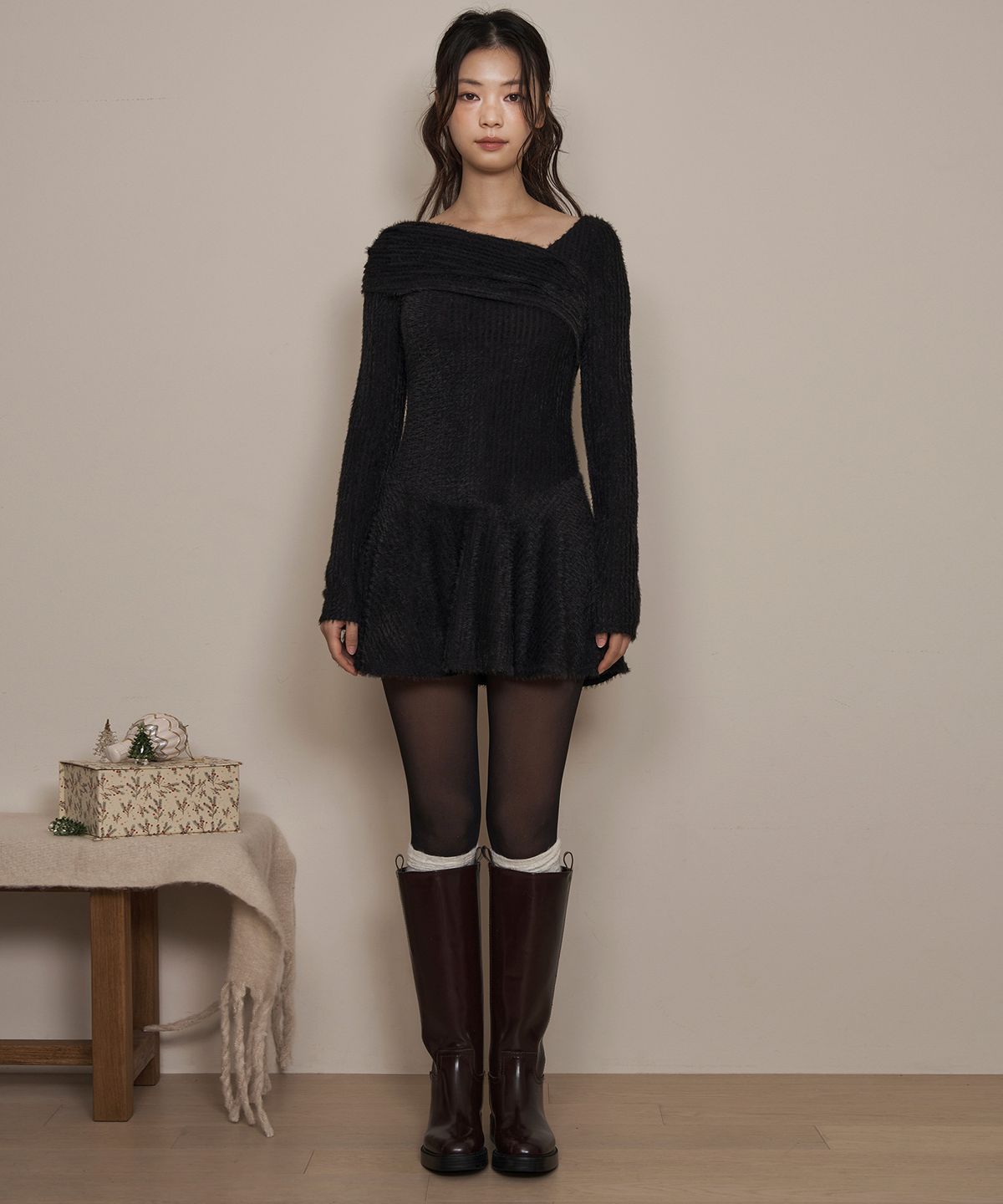 라츠유(LOTSYOU) lotsyou_Merry merry Dress Black