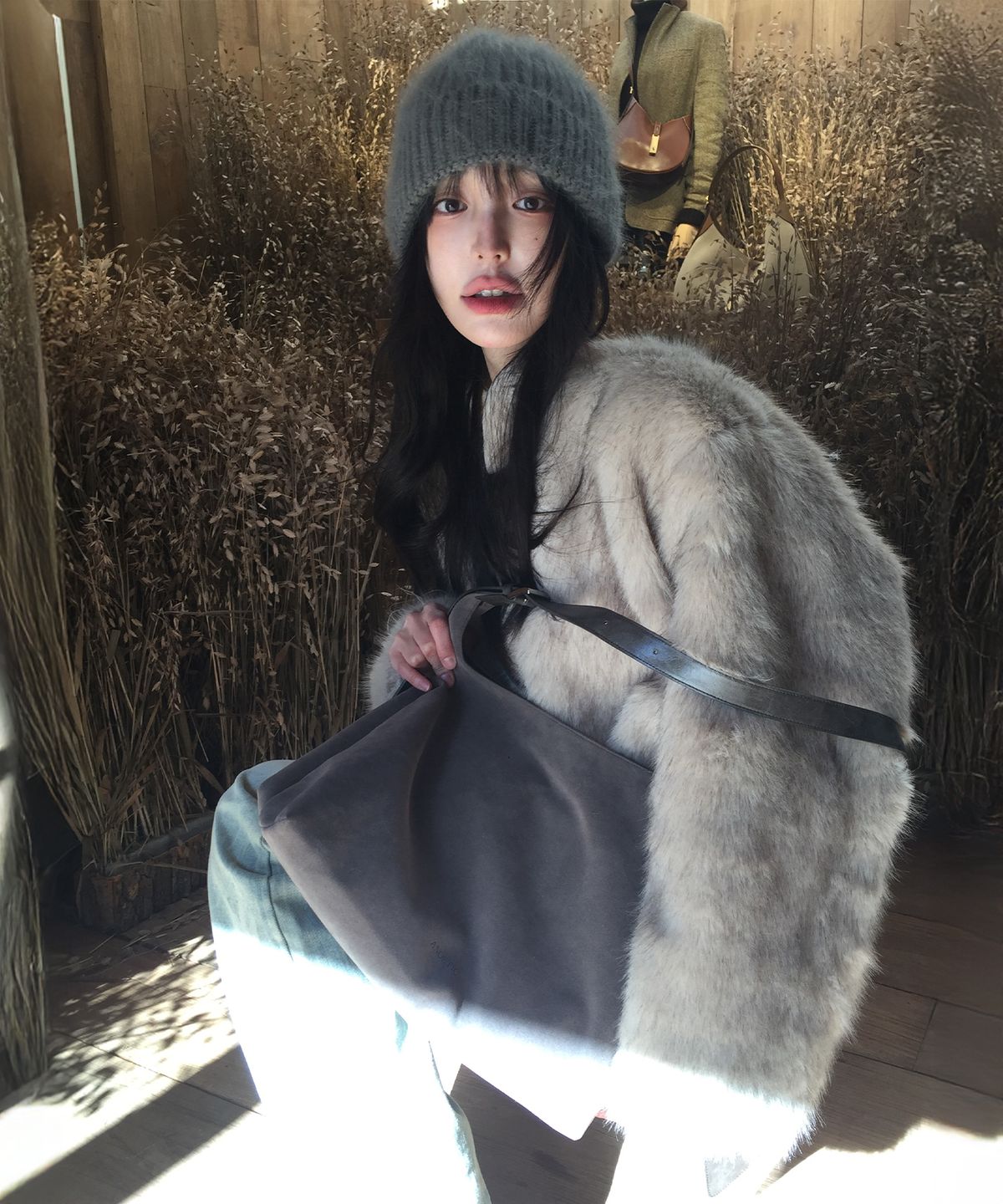 아노에틱(ANOETIC) ANC SUEDE HOBO BAG & CARD WALLET SET_5COLOR