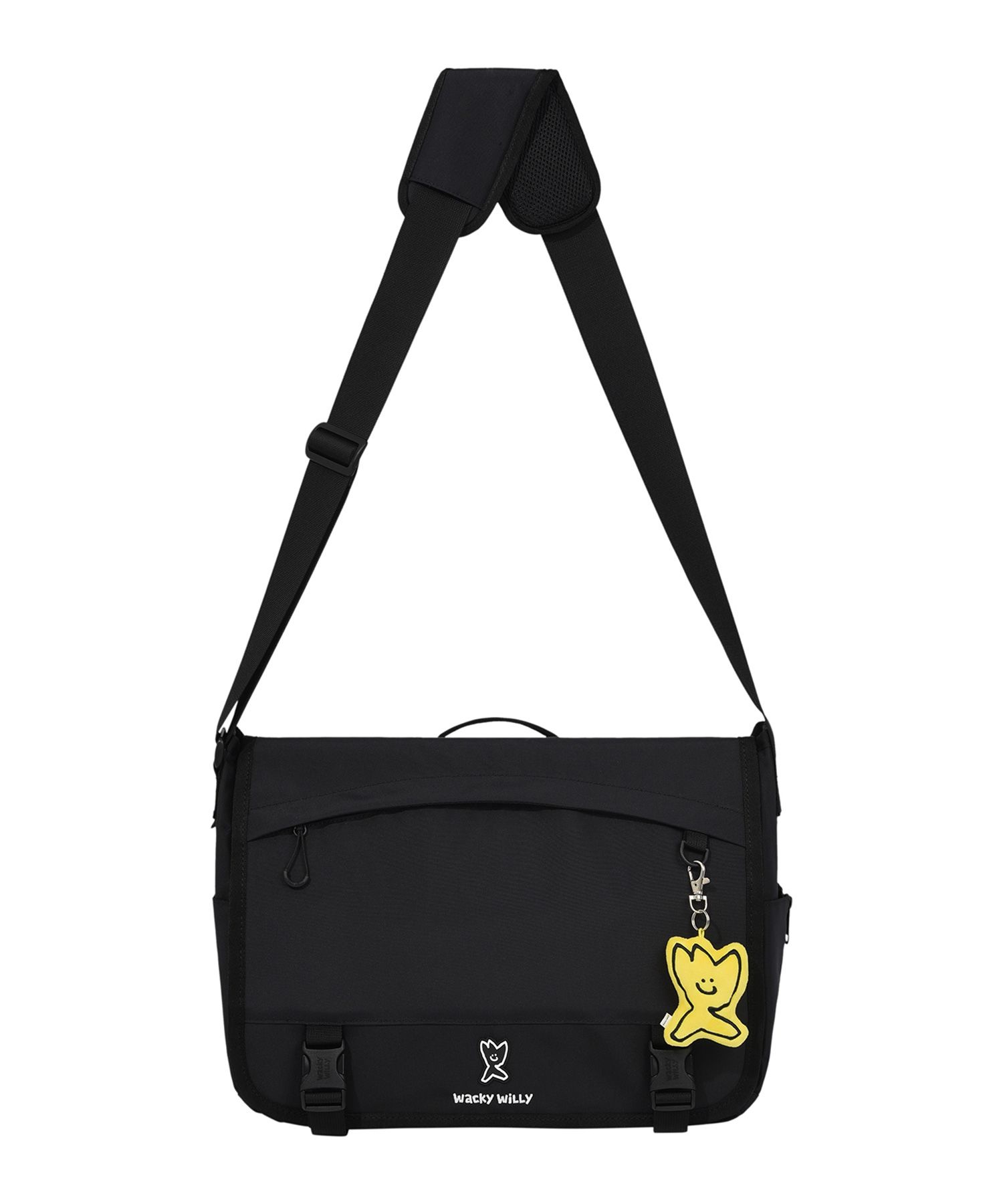 ★TOUT Y EST★ Willie Unisex Large Flap Messenger Bag Black Large Gabardine Messenger Bag — Black – La Garçonne