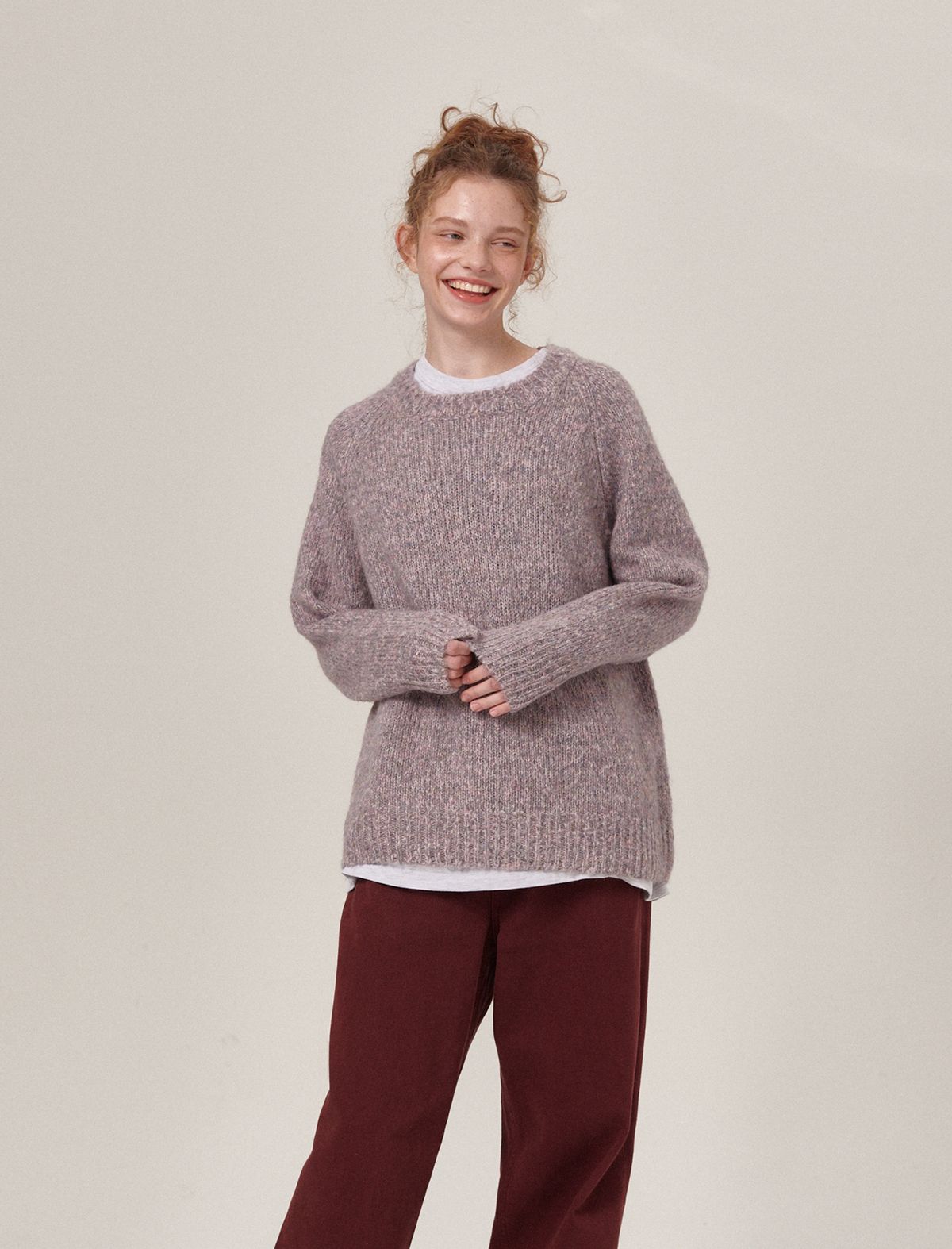 플랫웨이브 인 서울(FLATWAVE IN SEOUL) Wavt Wool Round Knit Purple