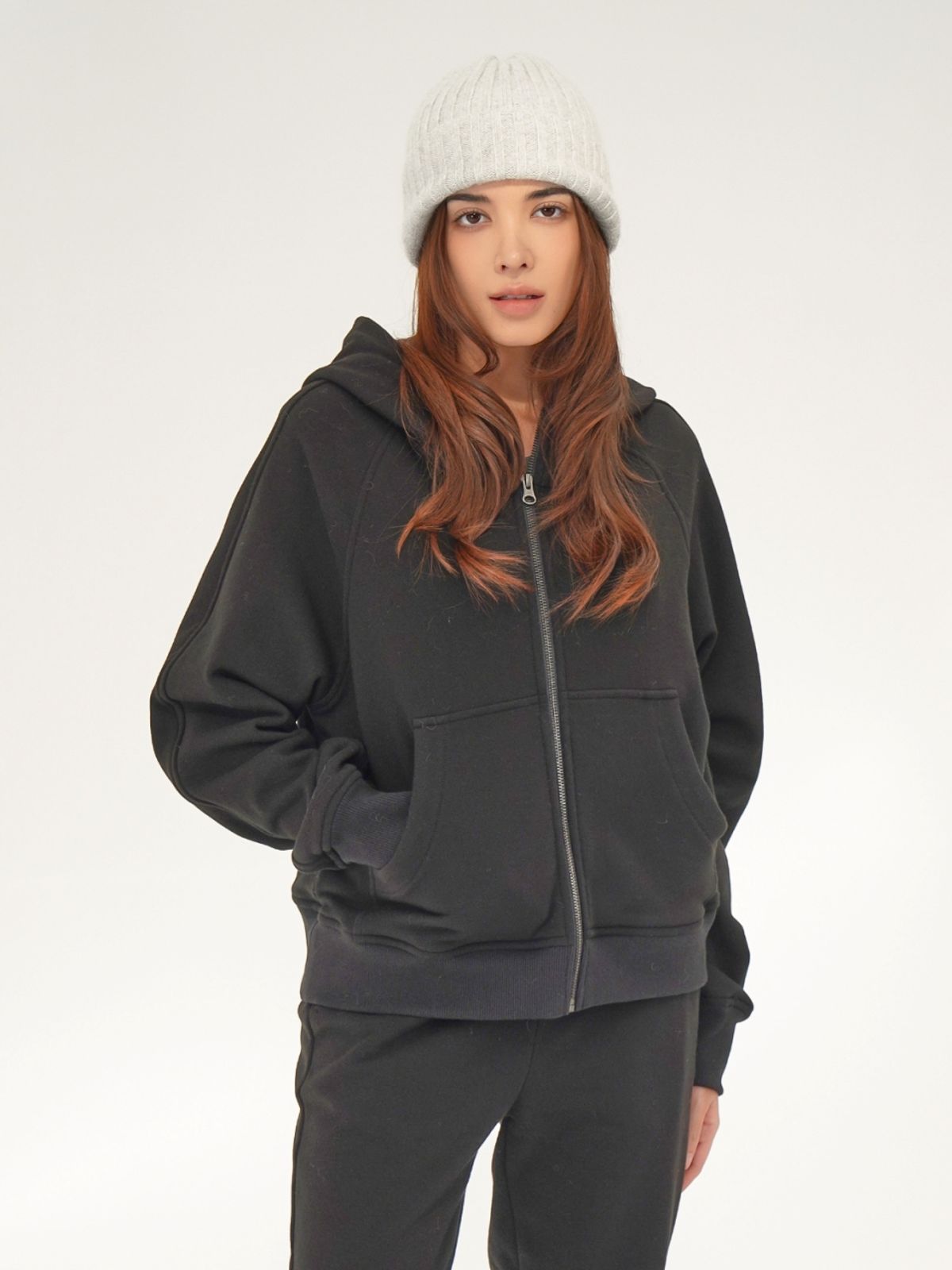 아쿠드(ACUD) (기모) Hoodie Sweat Zip up _Black