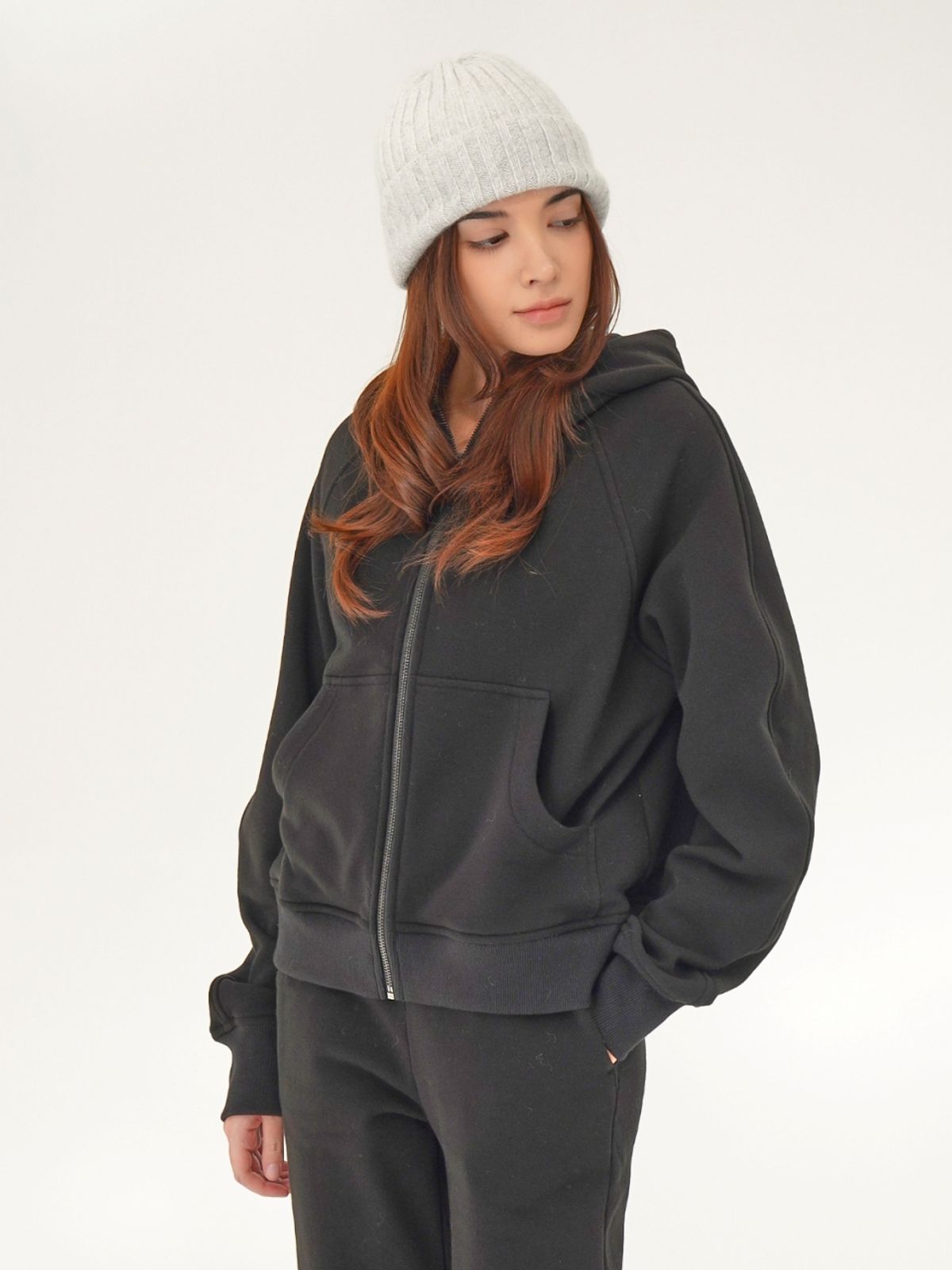 아쿠드(ACUD) (기모) Hoodie Sweat Zip up _Black