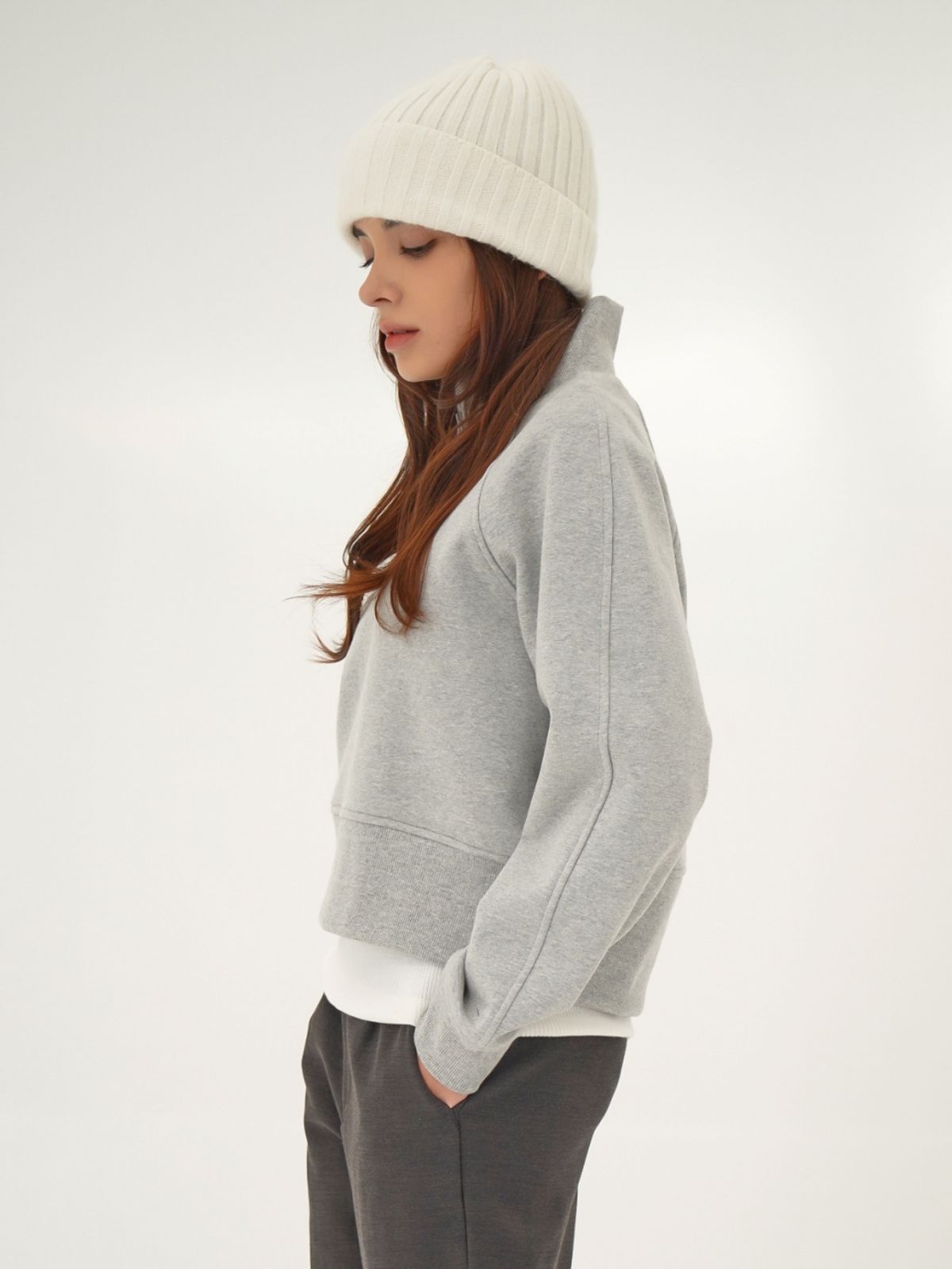 아쿠드(ACUD) (기모) High neck Half Zip up  Sweatshirt _Grey