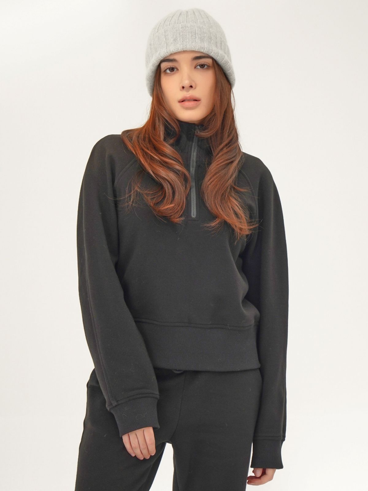 아쿠드(ACUD) (기모) High neck Half Zip up  Sweatshirt _Black
