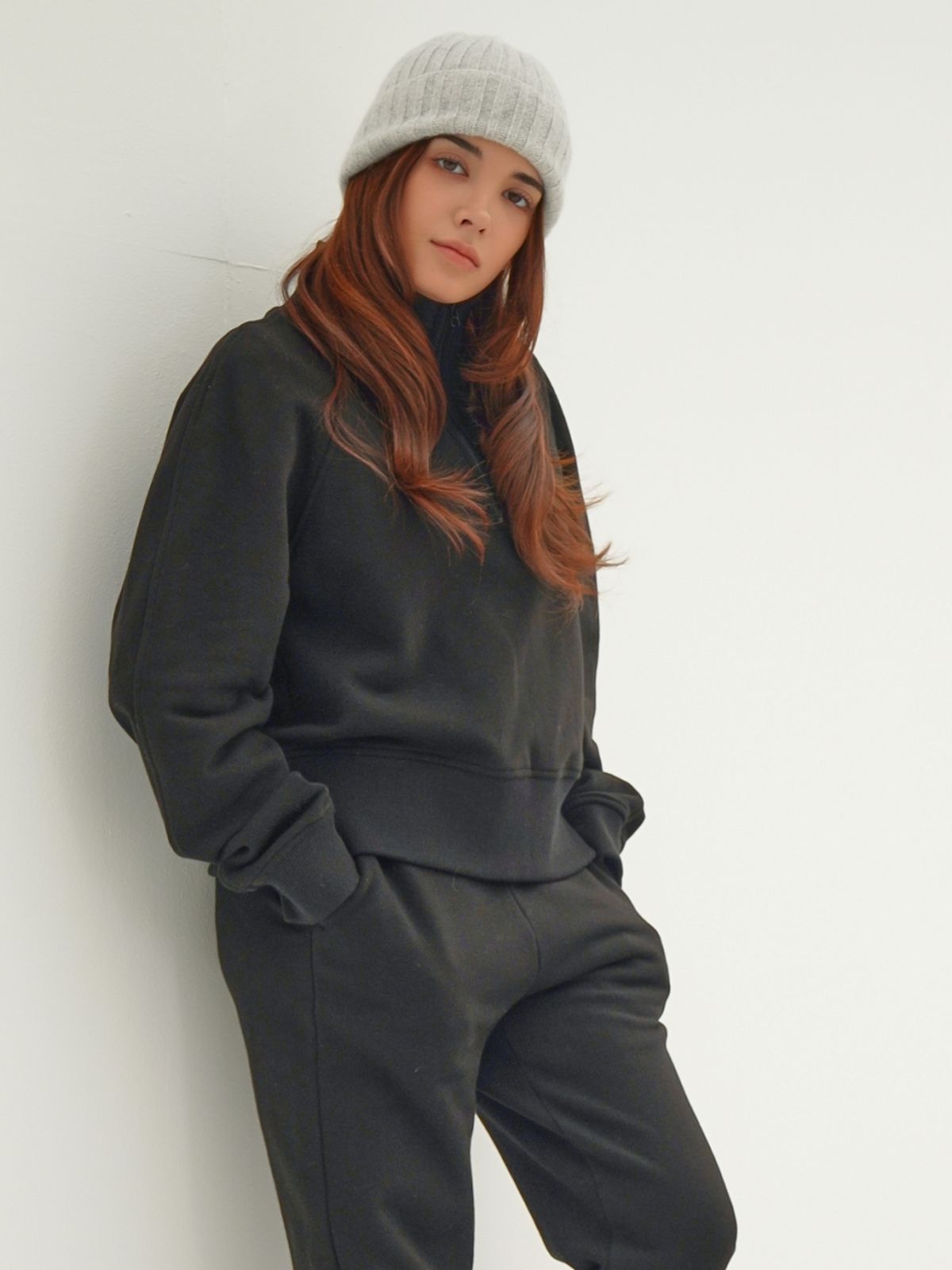 아쿠드(ACUD) (기모) High neck Half Zip up  Sweatshirt _Black