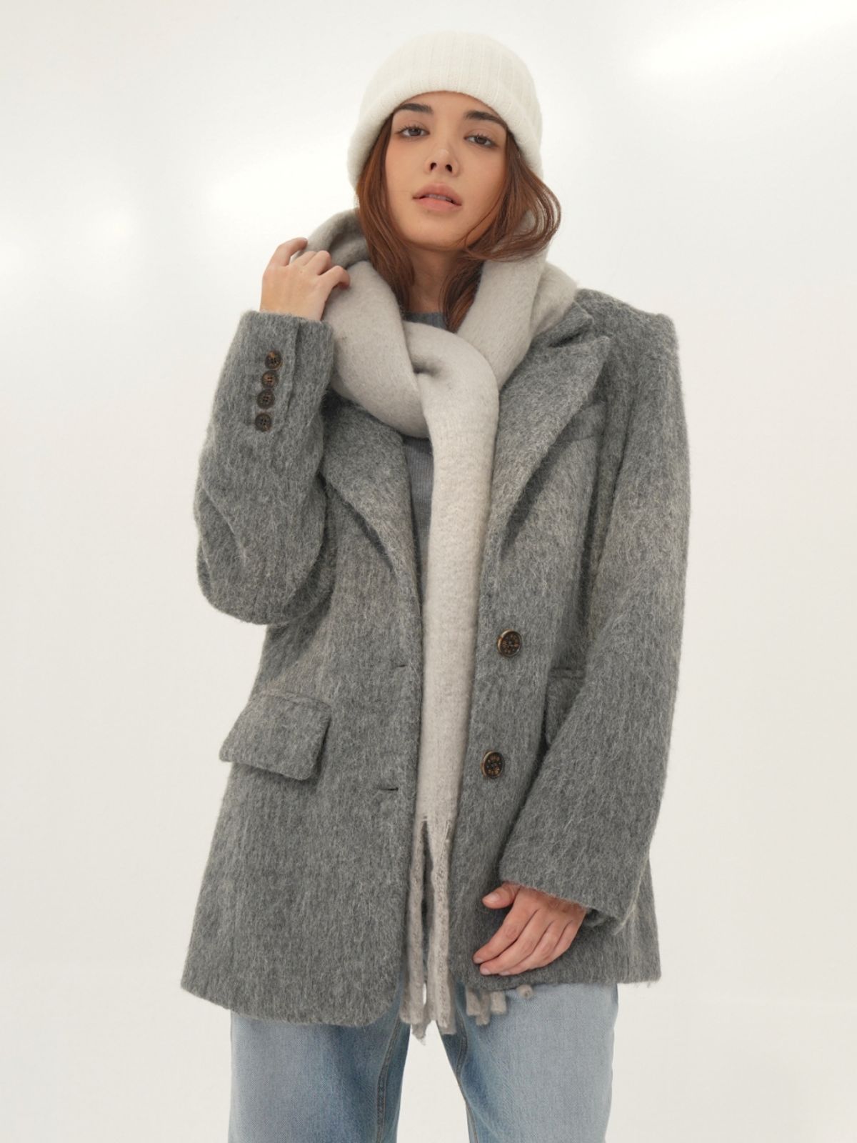 아쿠드(ACUD) Alpaca Fur Jacket Coat _Grey