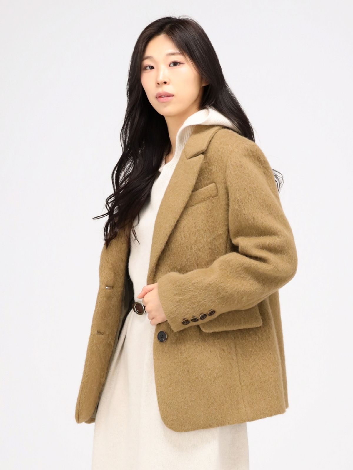 아쿠드(ACUD) Alpaca Fur Jacket Coat _Beige