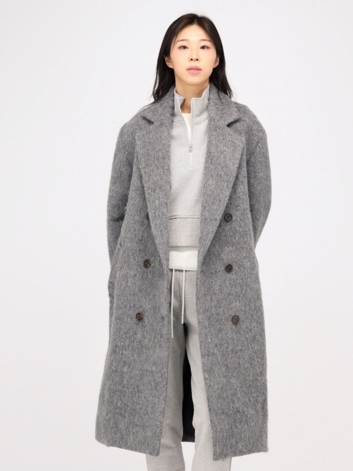 아쿠드(ACUD) Alpaca Fur Long Coat _Grey