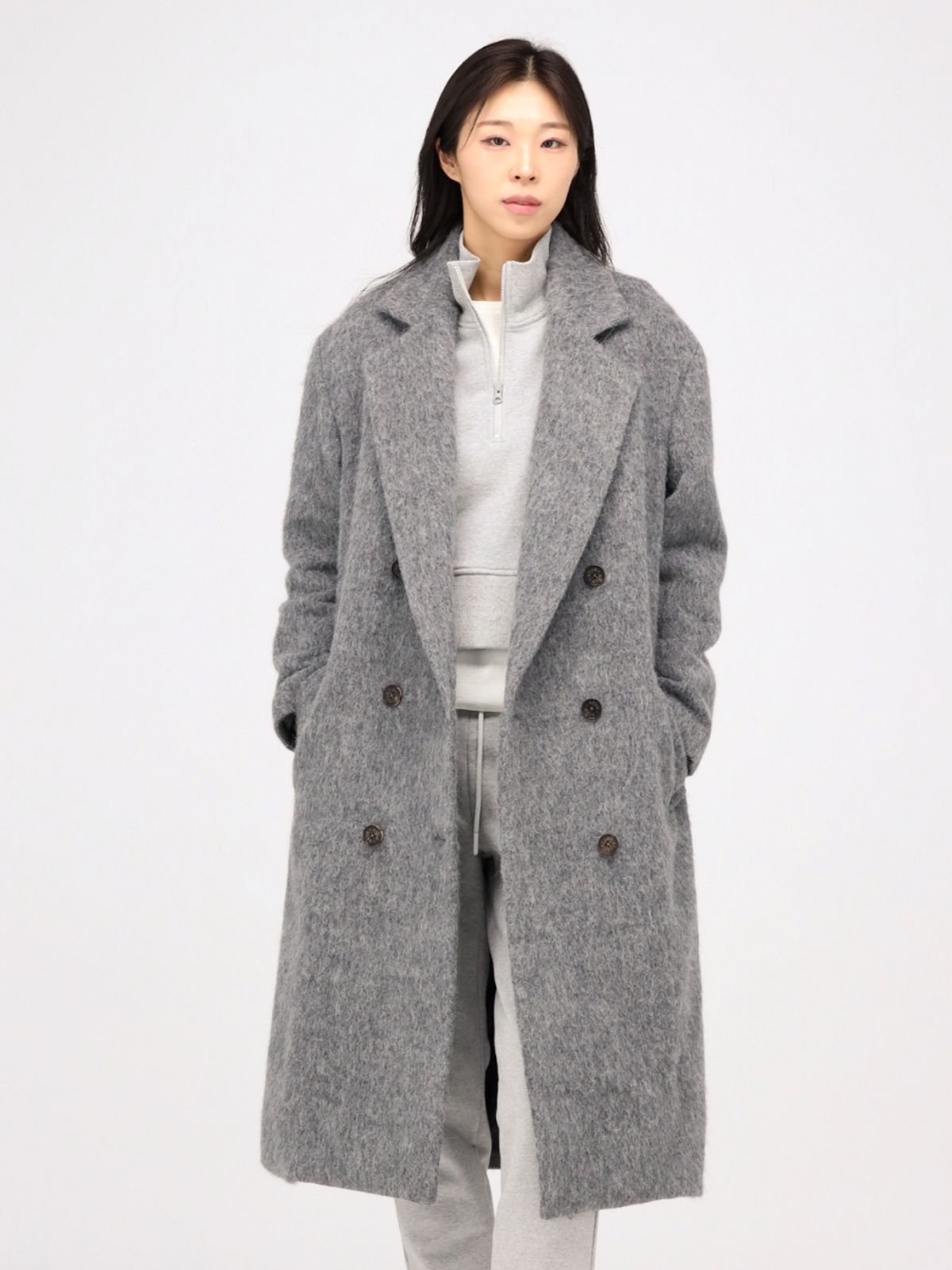아쿠드(ACUD) Alpaca Fur Long Coat _Grey