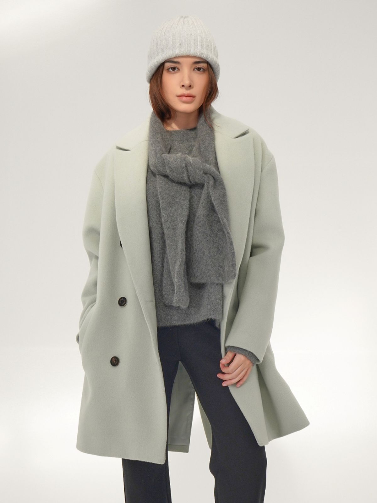 아쿠드(ACUD) Double Button Half Coat _MT.Grey