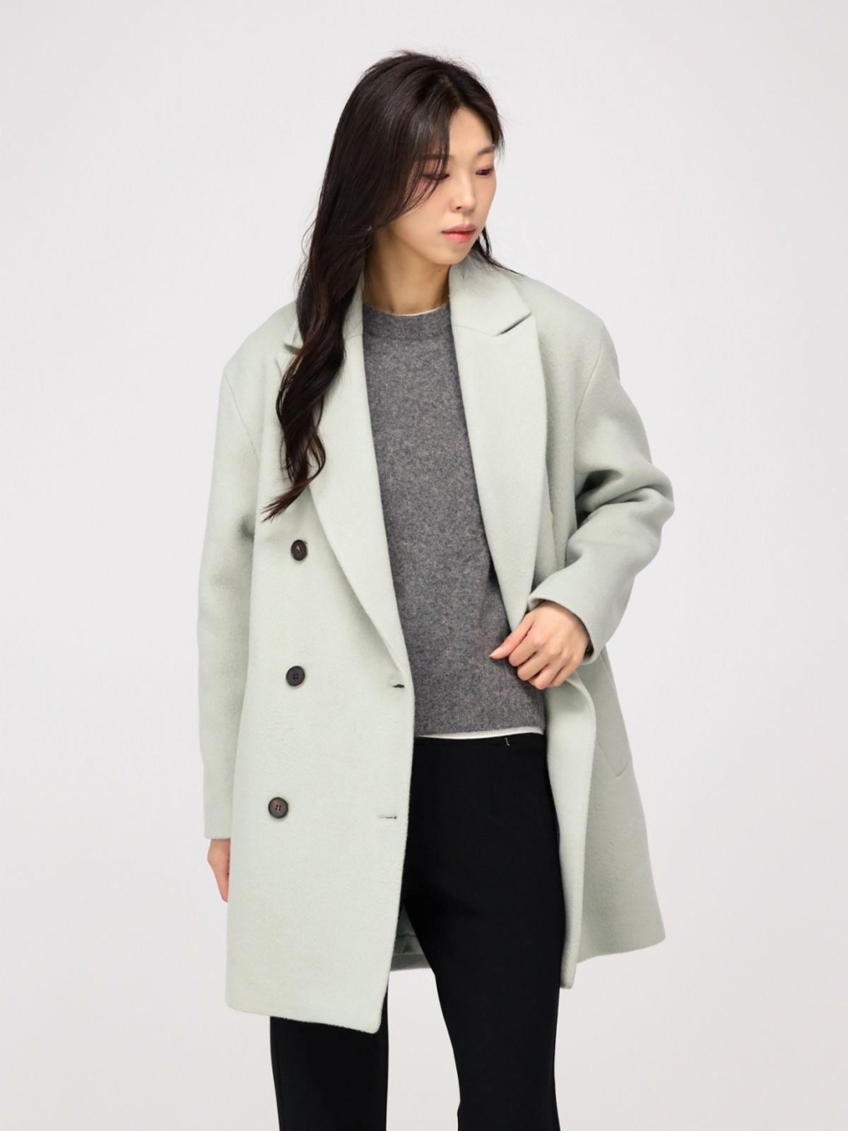 아쿠드(ACUD) Double Button Half Coat _MT.Grey