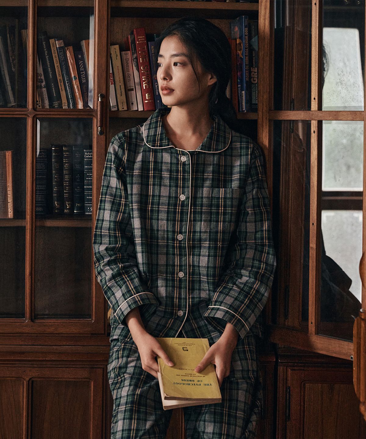 오끼뜨(OGGITT) (w)앵커 머그워트 체크 파자마 긴소매세트 그린