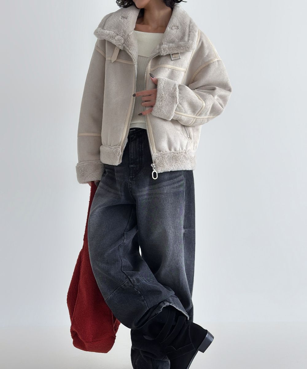 MUSINSA公式 | THE GREEN LAB FAUX Fur High Neck Mustang Jacket 