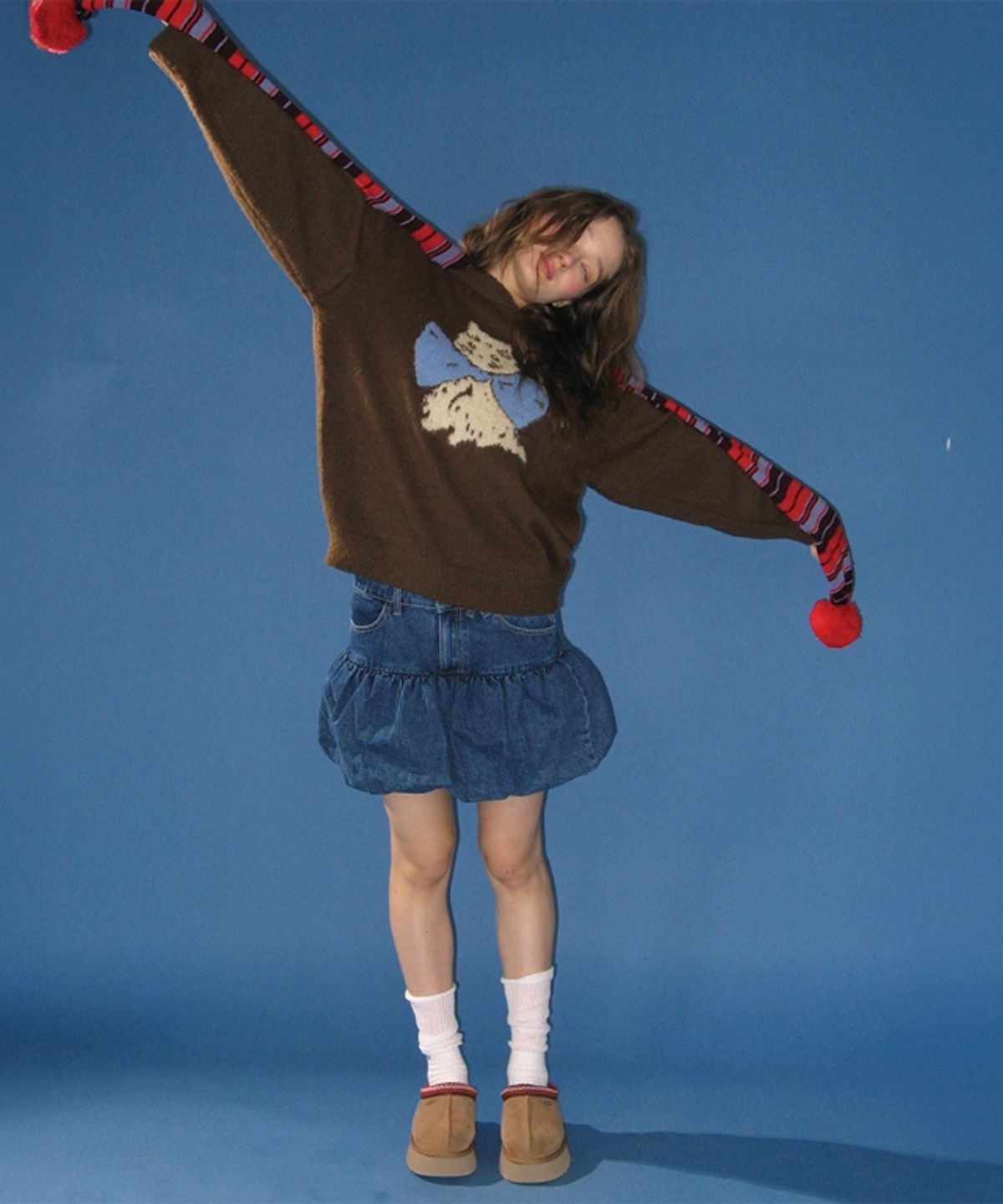 론론(RONRON) RIBBON CAT MOHAIR PULLOVER KNIT BROWN