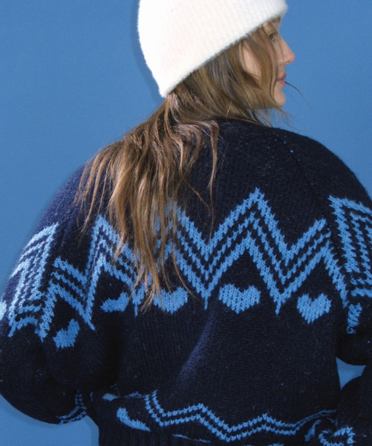 론론(RONRON) NORDIC HEART CARDIGAN NAVY