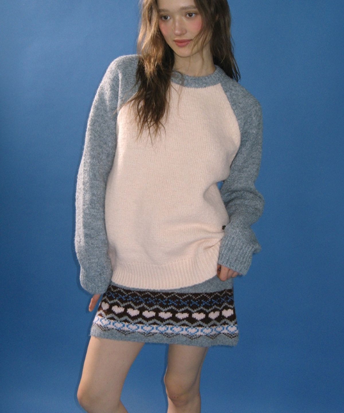론론(RONRON) HEART NORDIC ZIP UP SKIRT GREY