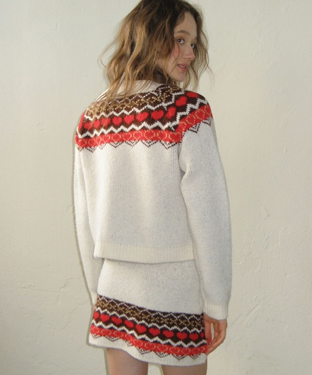 론론(RONRON) HEART NORDIC ZIP UP SKIRT IVORY