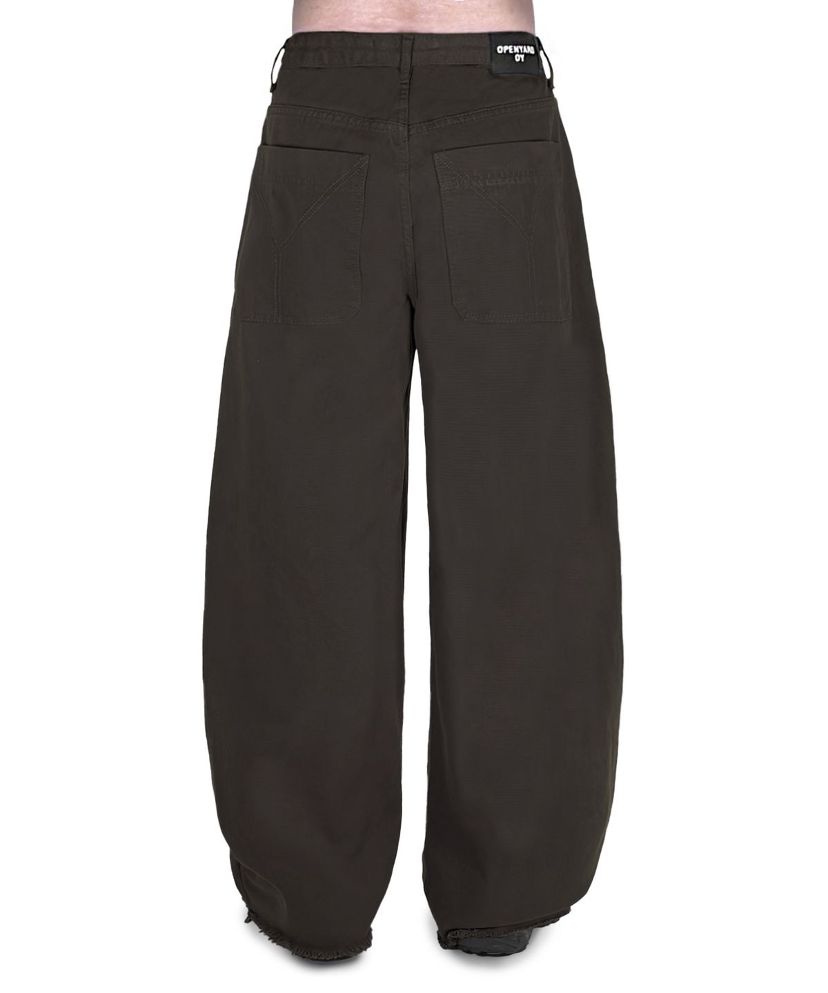 오픈야드(오와이)(OPENYARD(OY)) RAW HEM STITCHED WIDE VOLUME PANTS - BROWN
