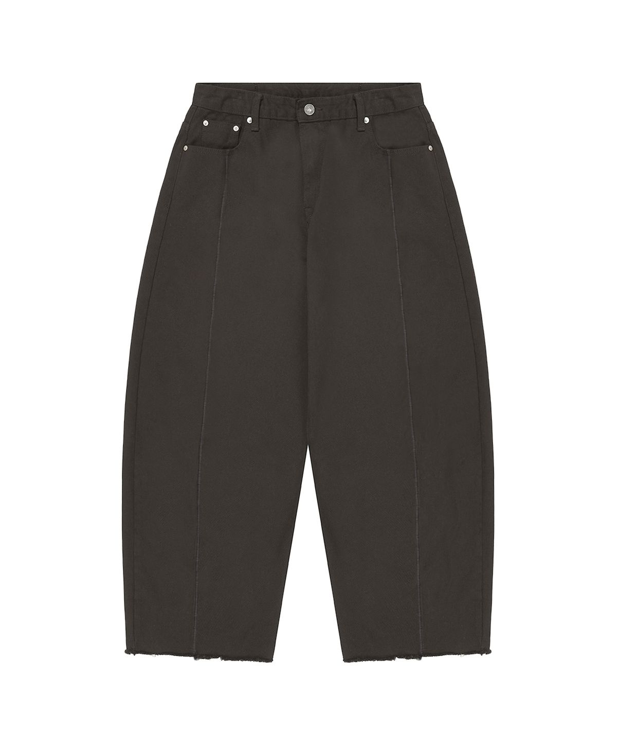 오픈야드(오와이)(OPENYARD(OY)) RAW HEM STITCHED WIDE VOLUME PANTS - BROWN