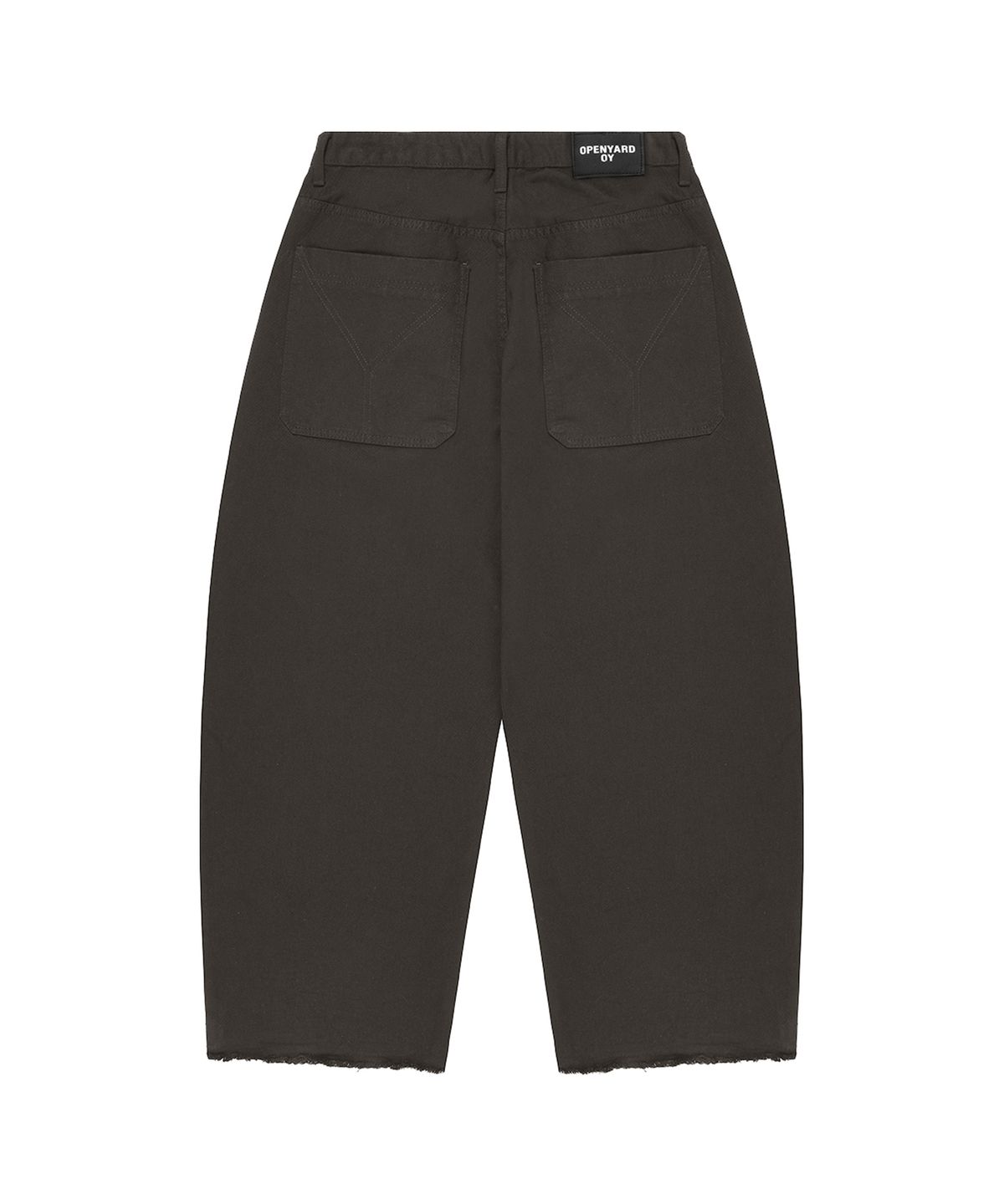 오픈야드(오와이)(OPENYARD(OY)) RAW HEM STITCHED WIDE VOLUME PANTS - BROWN