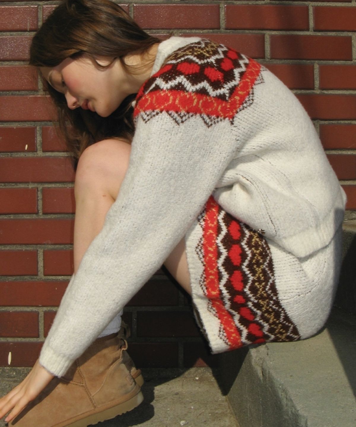 론론(RONRON) [SET] HEART NORDIC KNIT ZIP UP (2color)