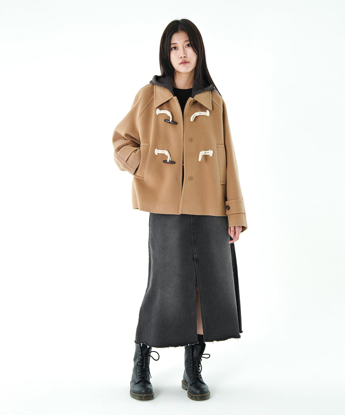 제뉴즈(ZNUZ) 모즈 미드나잇 데님 스커트 - 다크 그레이