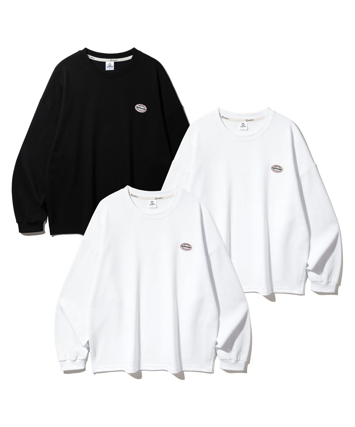 앨빈클로(ALVINCLO) [3PACK] 와펜 오버핏 긴팔티셔츠 3종 패키지
