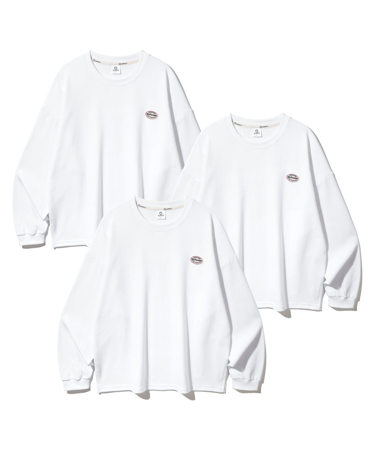 앨빈클로(ALVINCLO) [3PACK] 와펜 오버핏 긴팔티셔츠 3종 패키지