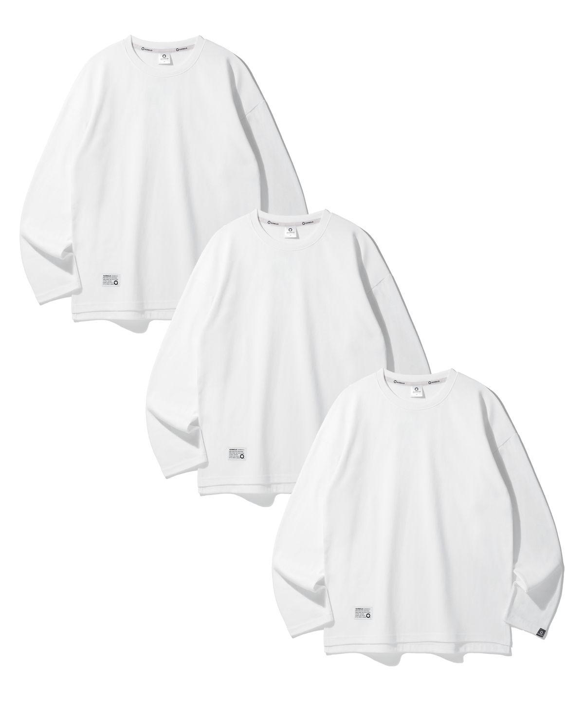 앨빈클로(ALVINCLO) [3PACK] 세미오버핏 무지 더블코튼 긴팔티셔츠 3종 패키지