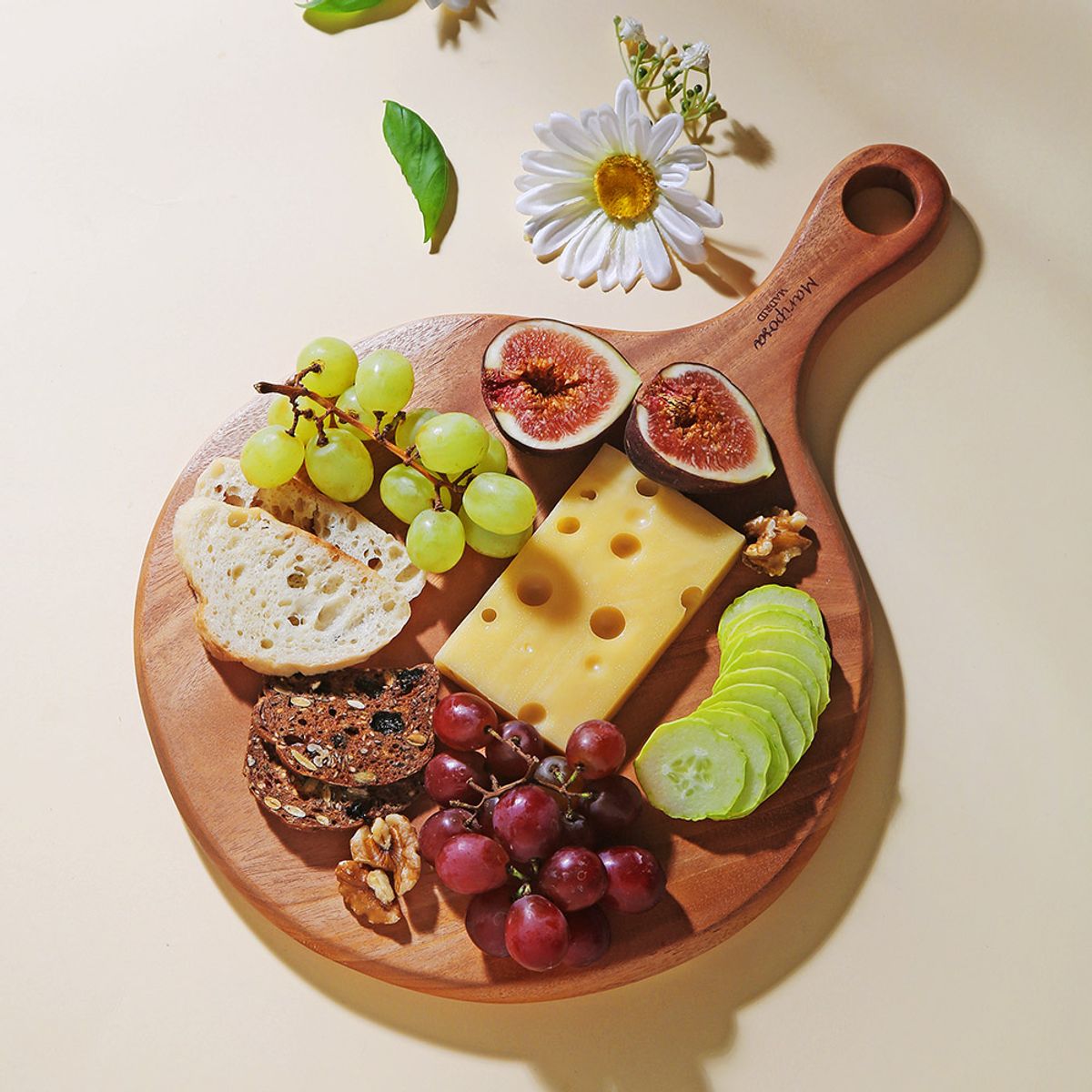 벨라이프(BELLELIFE) 마리포사 마호가니 원목도마 원형 손잡이 36cm