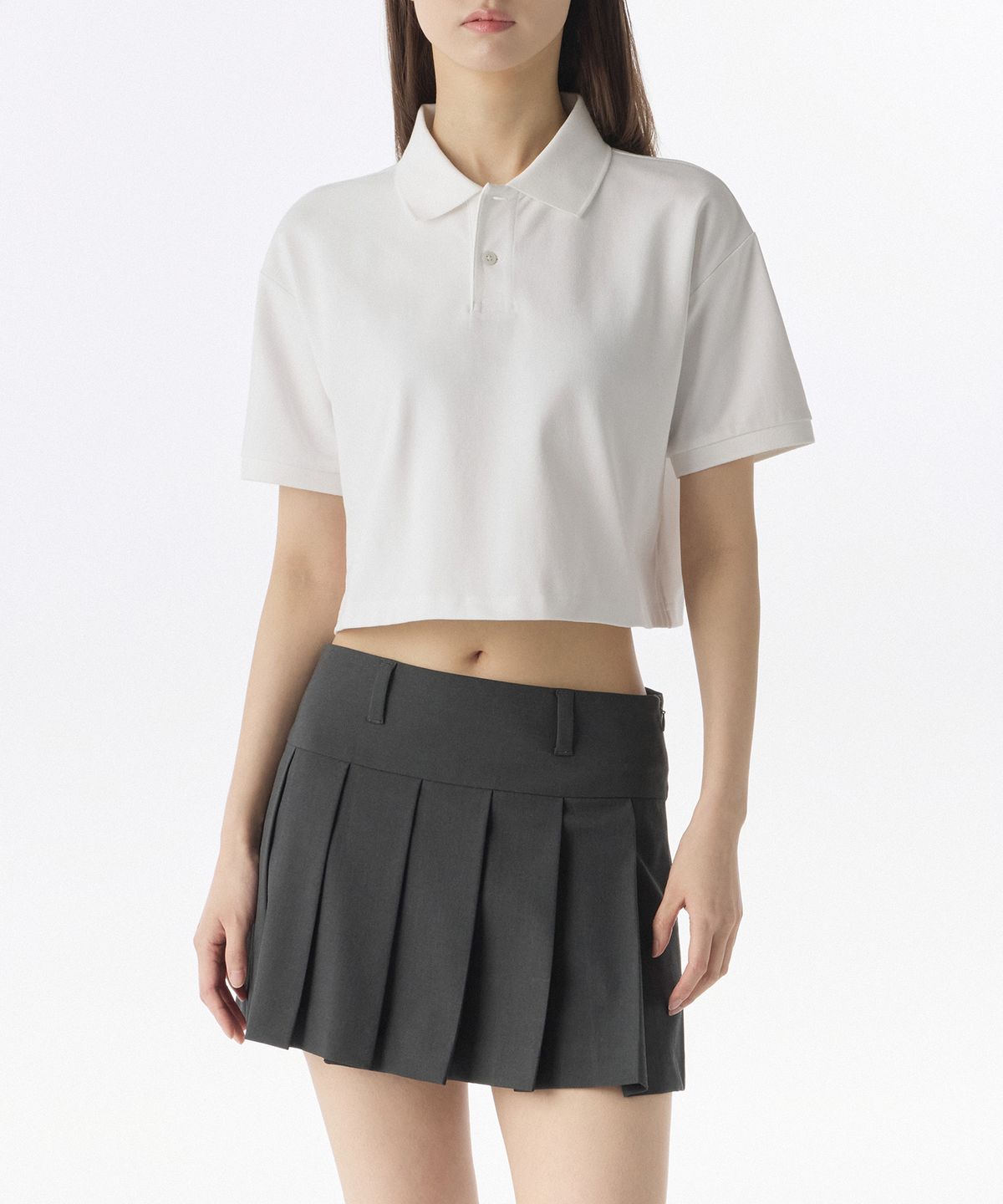 무신사 스탠다드 우먼(MUSINSA STANDARD WOMAN) [쿨탠다드] 우먼즈 릴렉스드 크롭 피케 폴로 셔츠 [화이트]