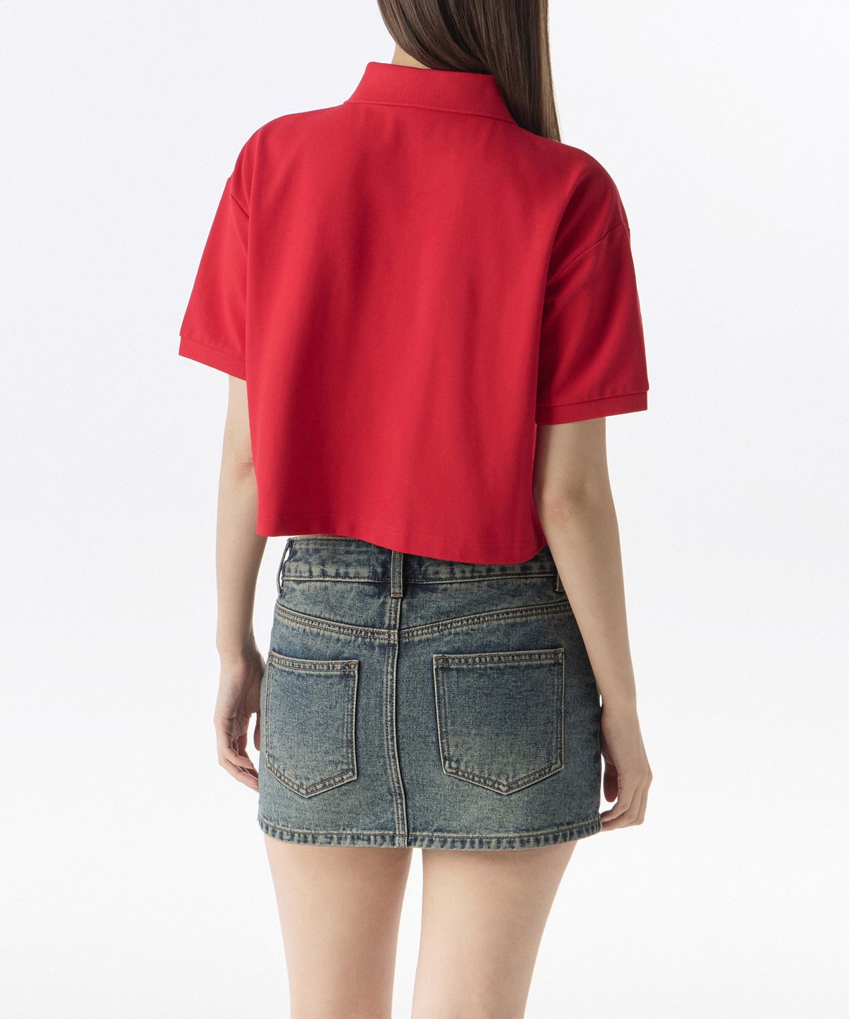 무신사 스탠다드 우먼(MUSINSA STANDARD WOMAN) [쿨탠다드] 우먼즈 릴렉스드 크롭 피케 폴로 셔츠 [레드]