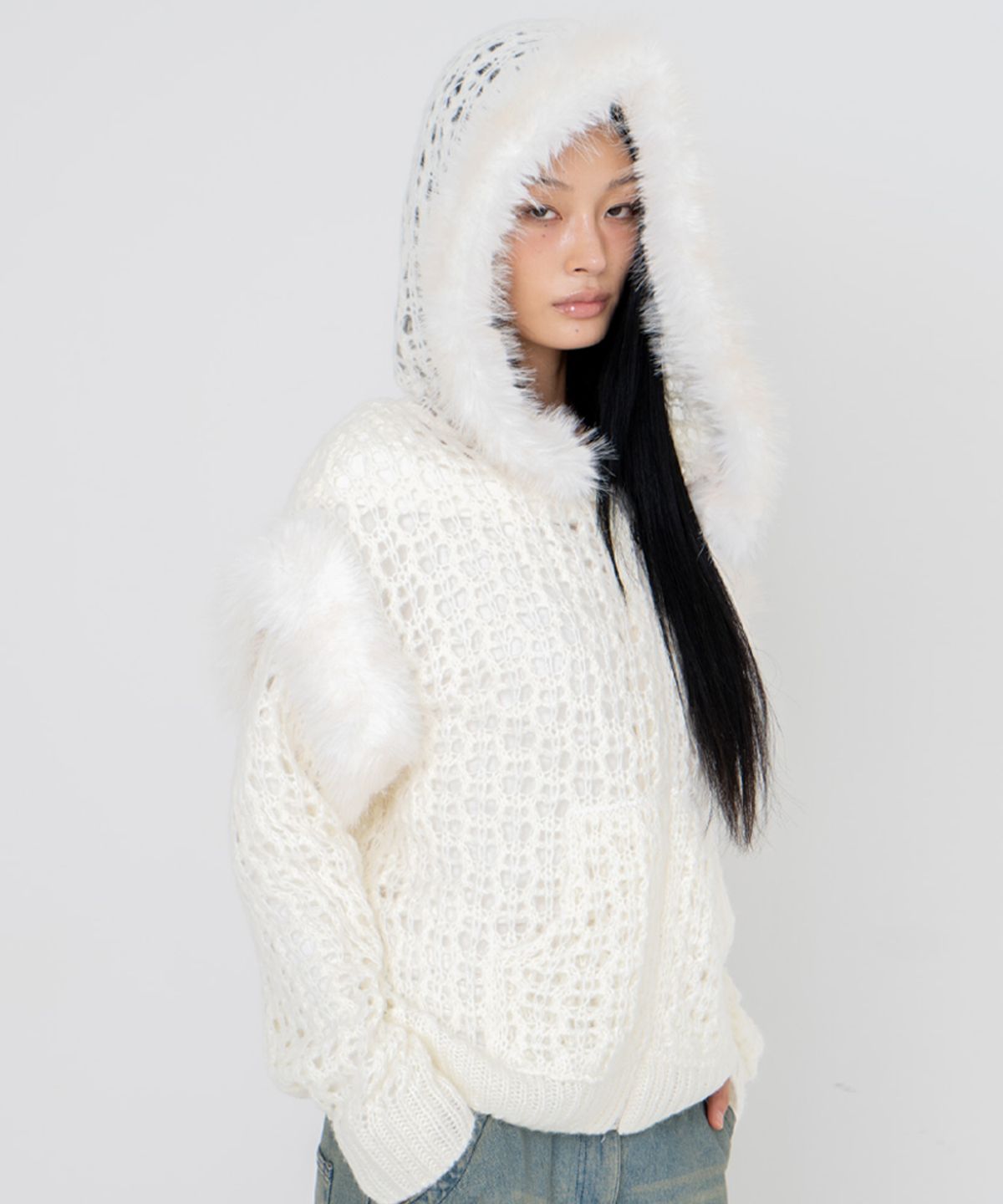 2000아카이브스(2000ARCHIVES) SNOWY FUR CARDIGAN (IVORY)