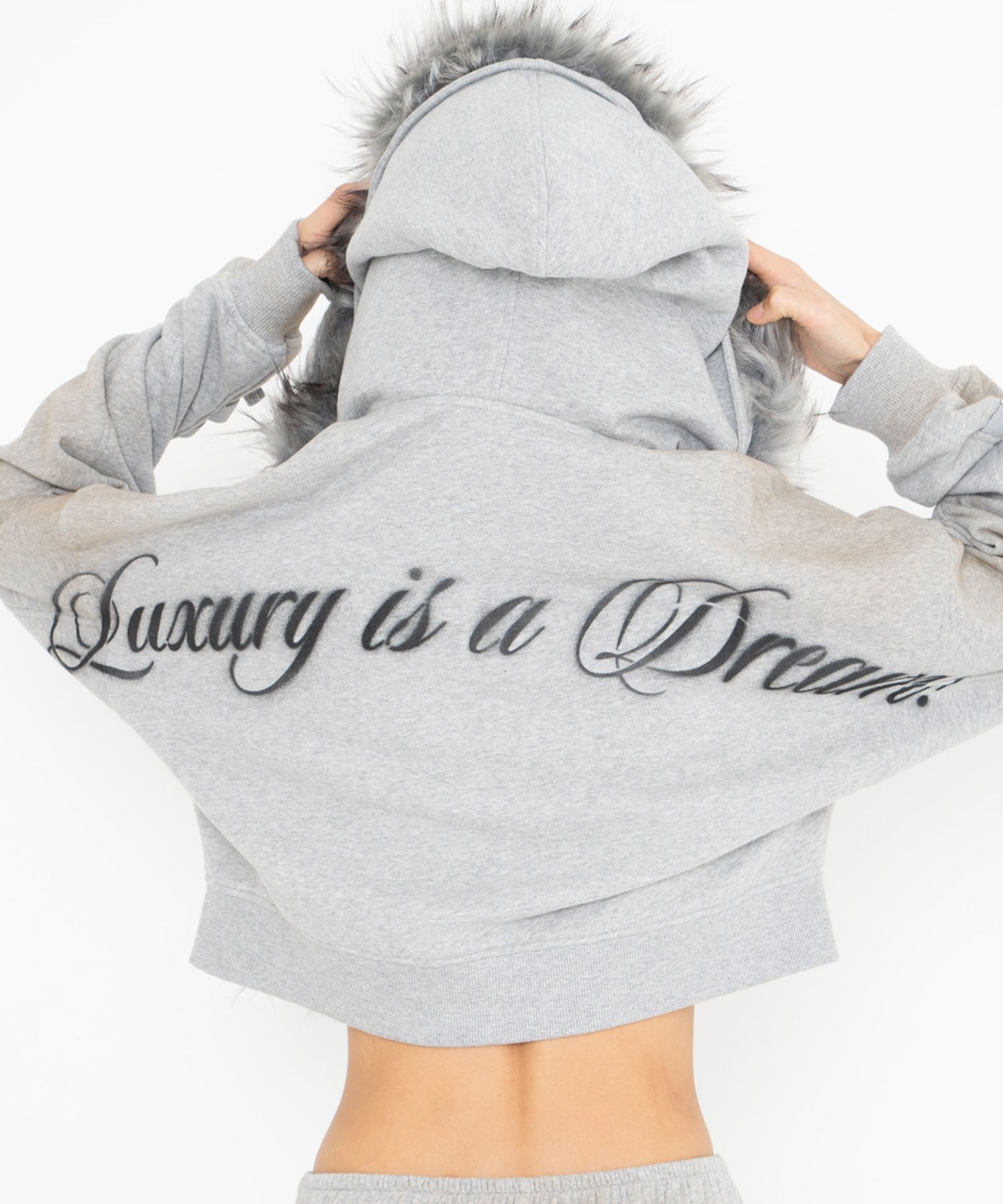 MUSINSA | 2000ARCHIVES LUXURY IS A DREAM HOODIE ZIP UP (MELANGE GREY)