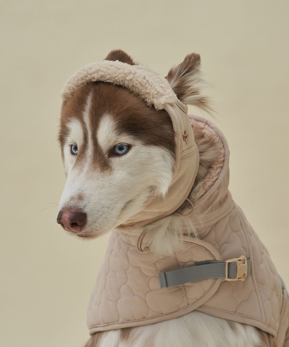 도그아이(DOGI) 강아지 무스탕모자 베이지