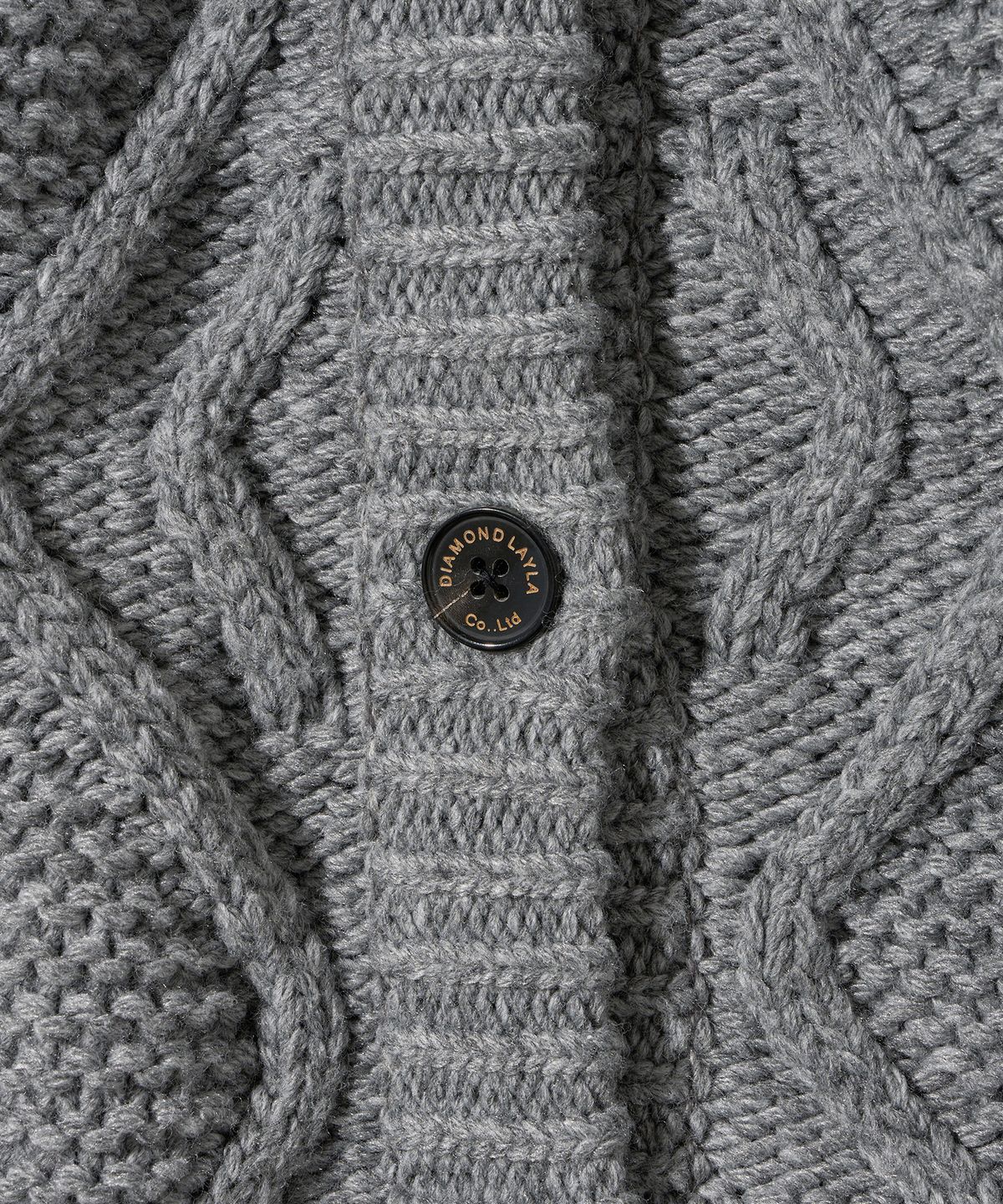 다이아몬드 레이라(DIAMOND LAYLA) Turtleneck Two Buttons Cardigan C8 Dark gray Melange