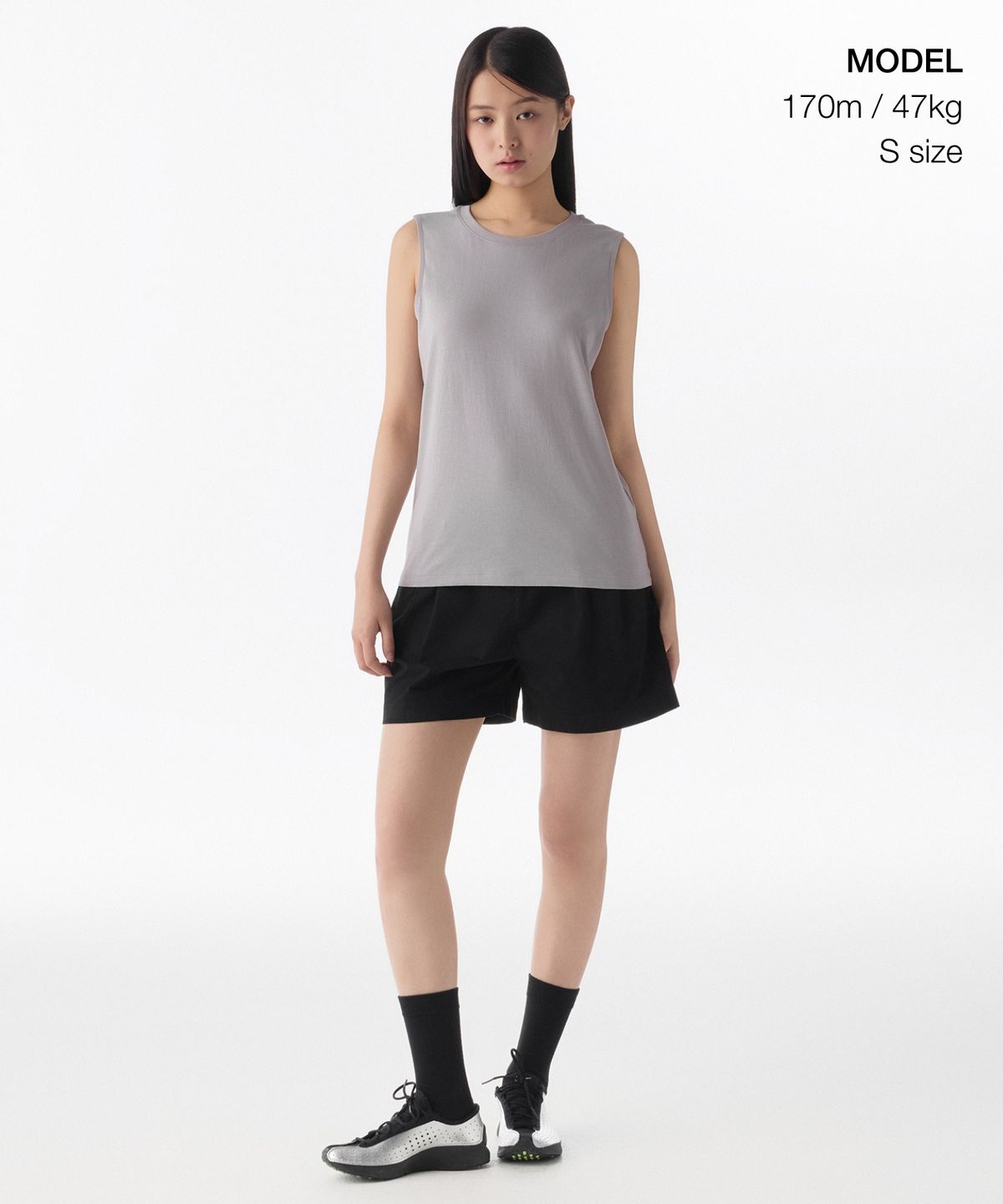 무신사 스탠다드 우먼(MUSINSA STANDARD WOMAN) 우먼즈 베이식 슬리브리스 탑 [퍼플 그레이]