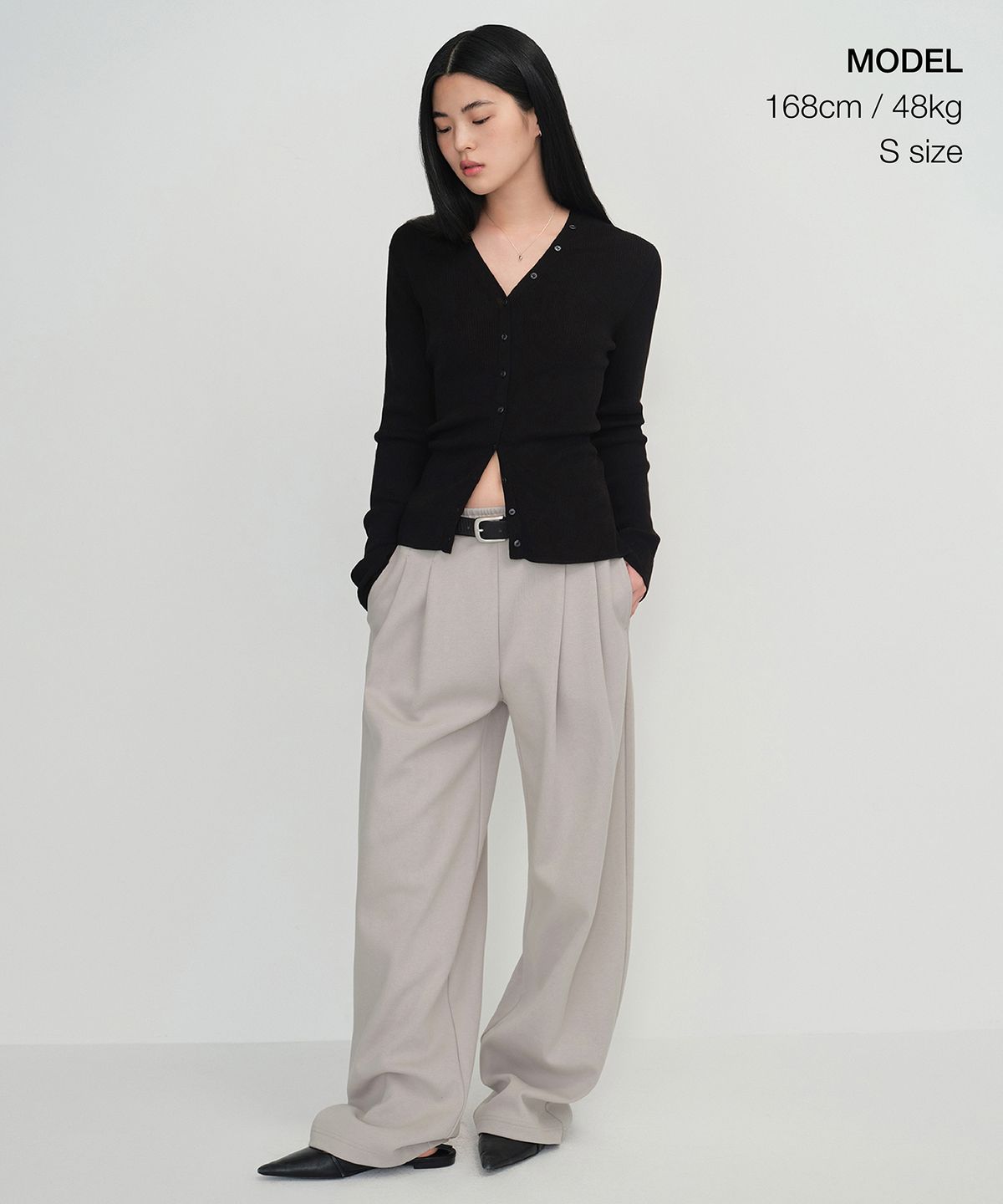 무신사 스탠다드 우먼(MUSINSA STANDARD WOMAN) 우먼즈 더블 니트 투 턱 와이드 라운지 스웨트 팬츠 [라이트 웜 그레이]