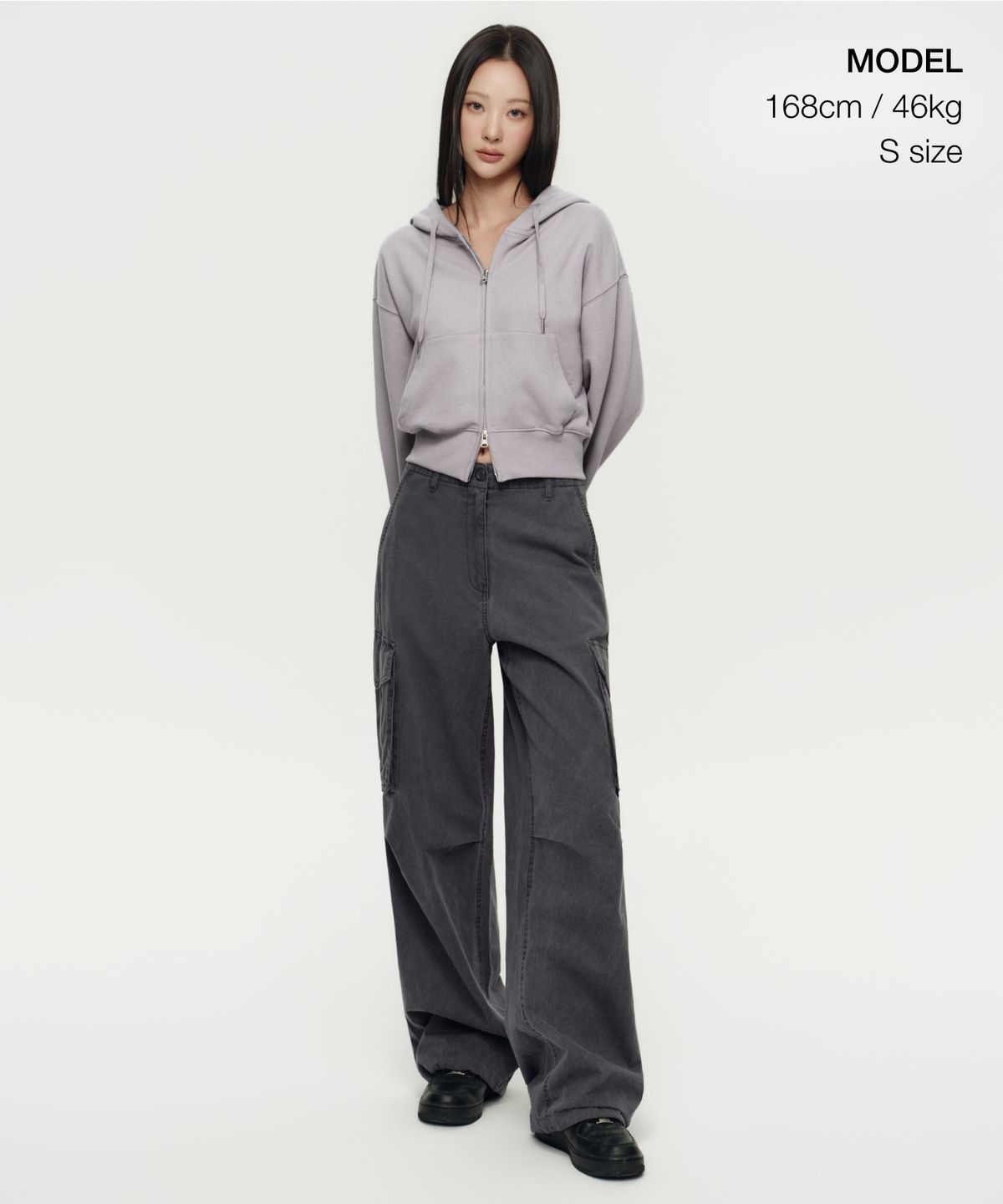 무신사 스탠다드 우먼(MUSINSA STANDARD WOMAN) 우먼즈 볼륨 크롭 후디드 스웨트 집업 [퍼플 그레이]