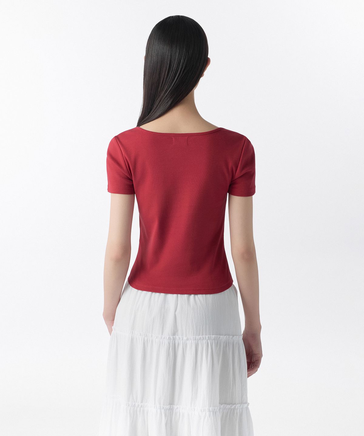 무신사 스탠다드 우먼(MUSINSA STANDARD WOMAN) 우먼즈 슬림 스퀘어 넥 티셔츠 [칠리 레드]
