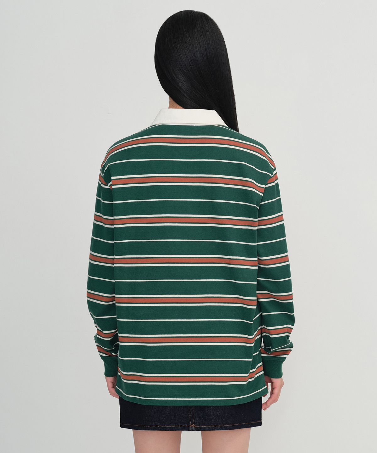 무신사 스탠다드 우먼(MUSINSA STANDARD WOMAN) 우먼즈 릴렉스드 멀티 스트라이프 럭비 셔츠 [그린]