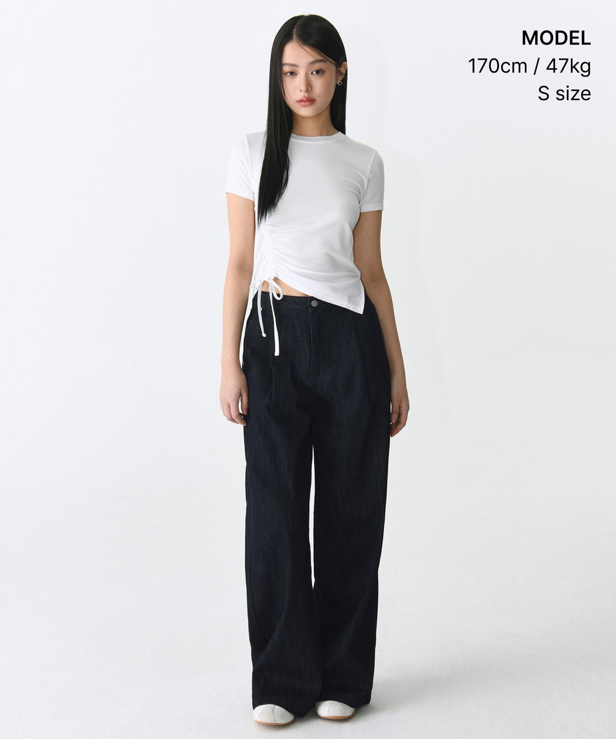 무신사 스탠다드 우먼(MUSINSA STANDARD WOMAN) 우먼즈 텐셀 사이드 루치드 티셔츠 [화이트]