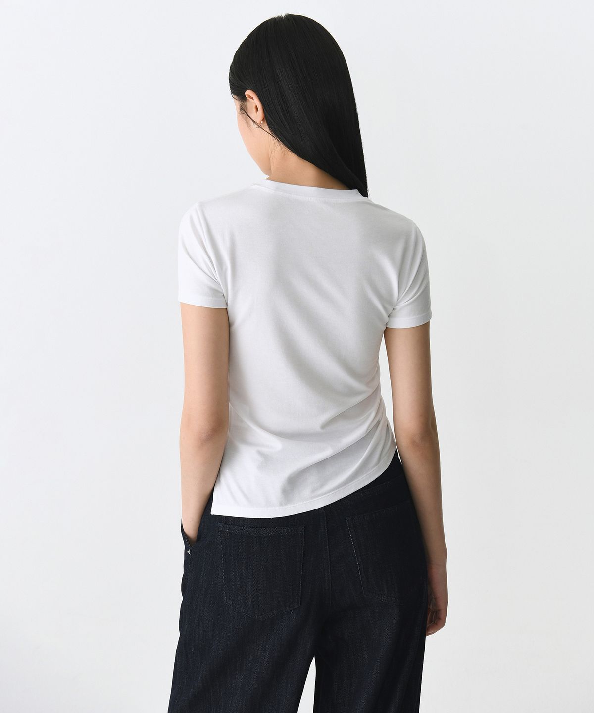 무신사 스탠다드 우먼(MUSINSA STANDARD WOMAN) 우먼즈 텐셀 사이드 루치드 티셔츠 [화이트]