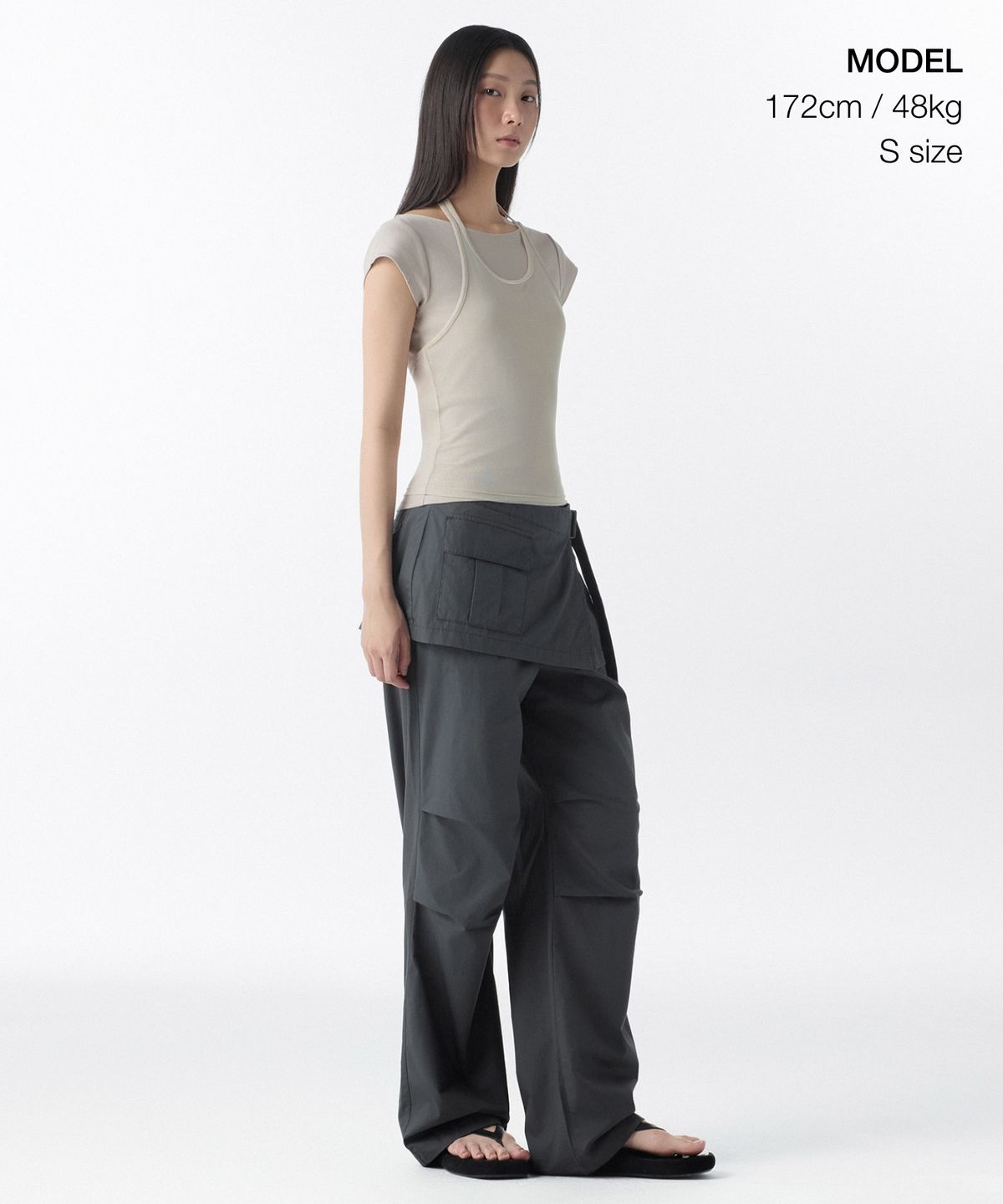 무신사 스탠다드 우먼(MUSINSA STANDARD WOMAN) 우먼즈 메시 탑 레이어드 캡 슬리브 티셔츠 [라이트 베이지/머쉬룸]