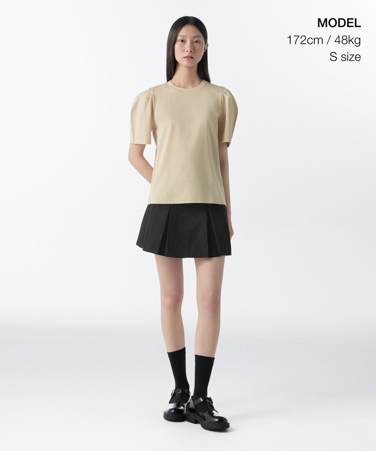 무신사 스탠다드 우먼(MUSINSA STANDARD WOMAN) 우먼즈 실켓 퍼프 슬리브 티셔츠 [라이트 베이지]