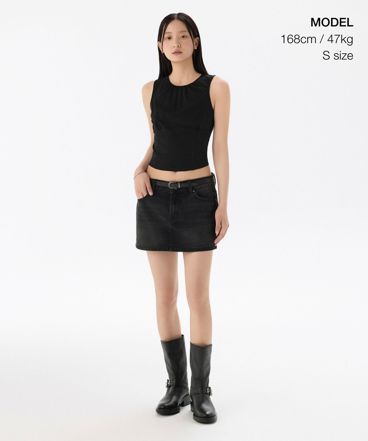 무신사 스탠다드 우먼(MUSINSA STANDARD WOMAN) 우먼즈 셔링 뷔스티에 탱크 탑 [블랙]